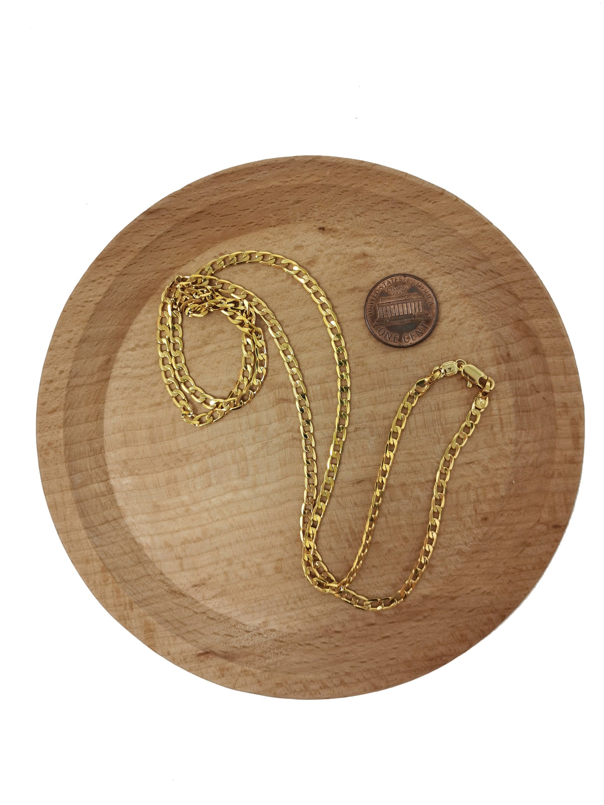 1pc 23.5'' Ready to Use 24K Gold Cuban CurbNecklace ChainLayer Cuban Curb Chain Dainty Necklace,ForPendant Charm Necklace Making, 933