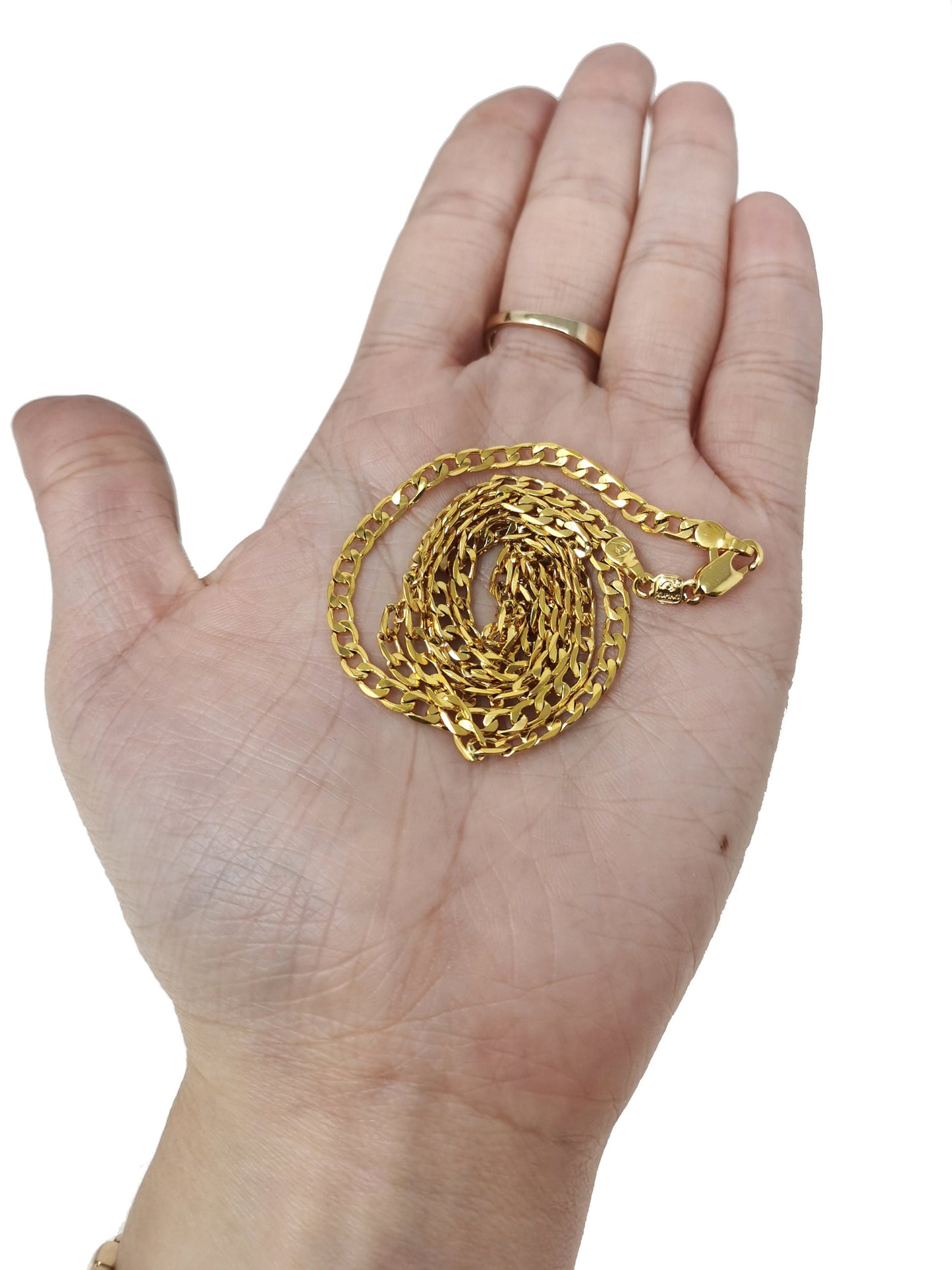 1pc 23.5'' Ready to Use 24K Gold Cuban CurbNecklace ChainLayer Cuban Curb Chain Dainty Necklace,ForPendant Charm Necklace Making, 933