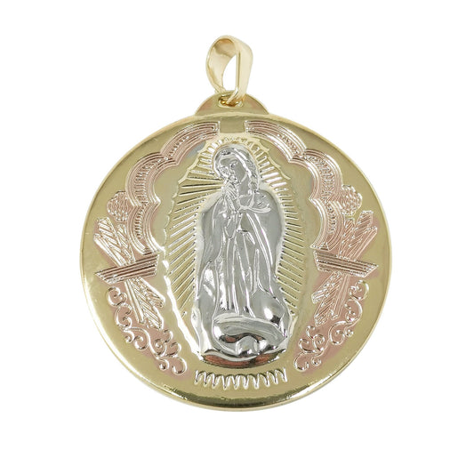 Three Color Blessed Virgin Mary 14K Gold Charm Mother Mary Pendant Coin Mother Mary Medallion for Necklace Bracelet Rosary,PDGF- 2059