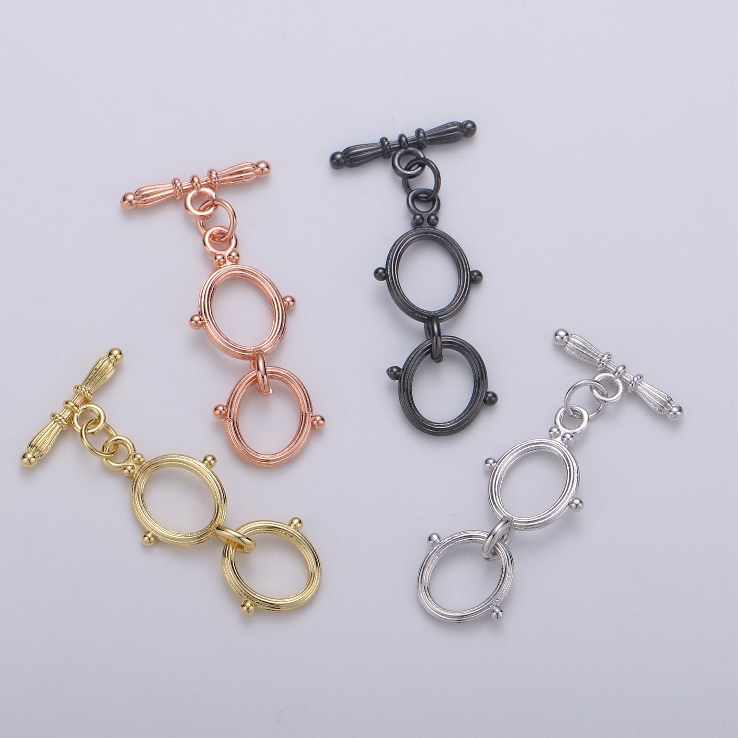1x 14K Gold Toggle Clasp Oval Toggle Clasp for Jewelry Making Supply Rose Gold Silver Black OT Clasp