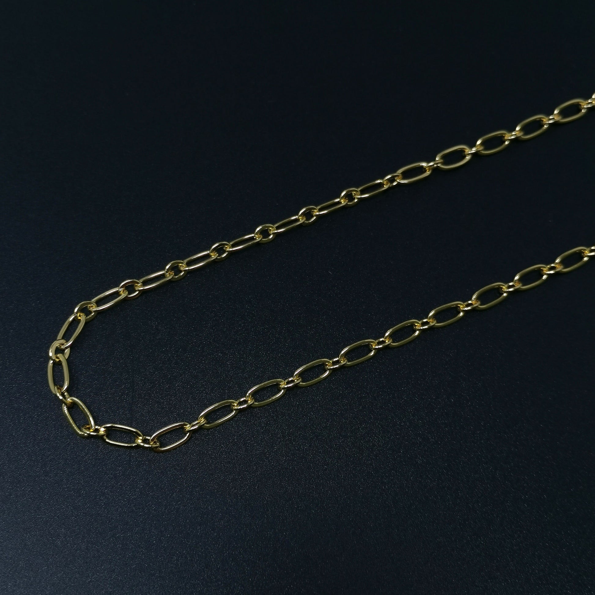 14K Gold Rolo Cable Chain by Yard, Cable Rolo Chain,Wholesale bulk Roll Chain forJewelry Making,Thickness 0.8mm,Roll- 386