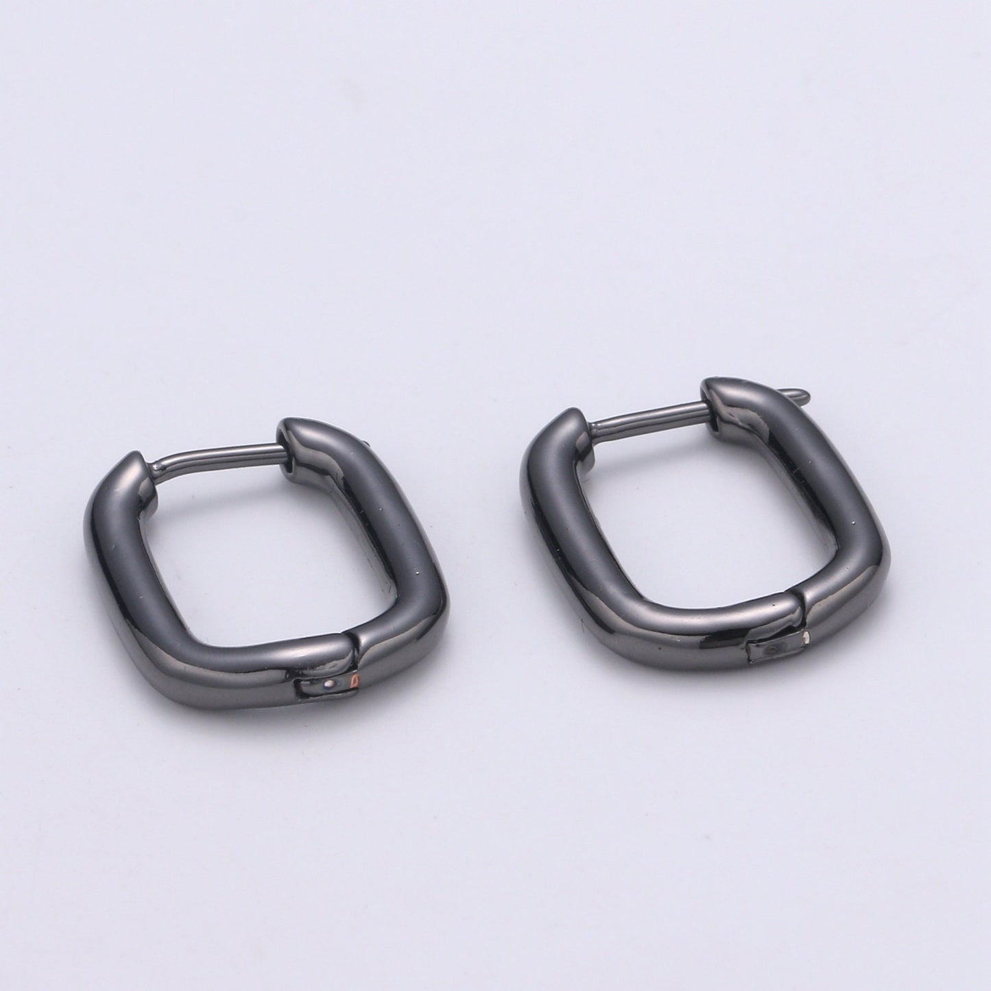 Rose Gold huggie Hoop Earrings - U-shaped hoops - Silver hinged snap closure Black Hoop earring - 1420, 1421, 1422