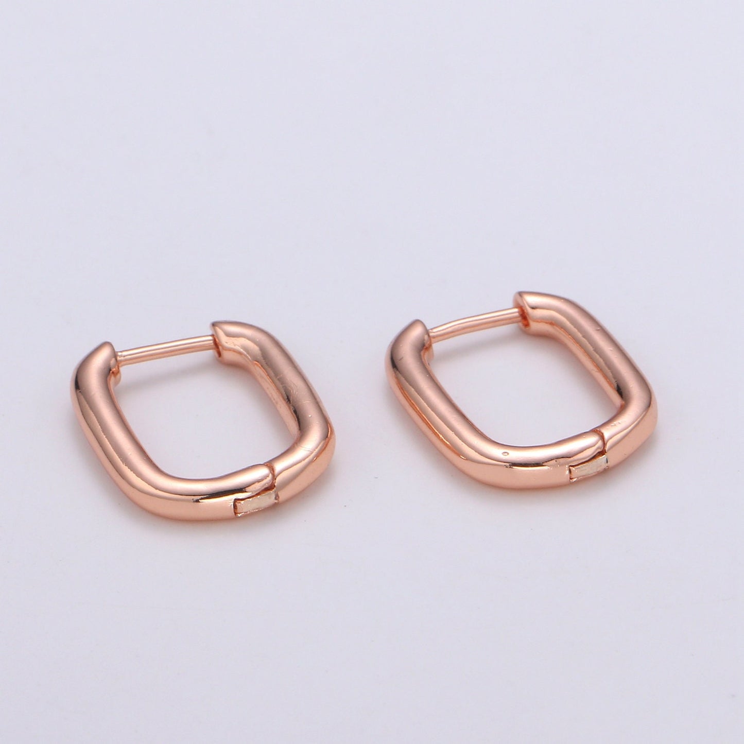 Rose Gold huggie Hoop Earrings - U-shaped hoops - Silver hinged snap closure Black Hoop earring - 1420, 1421, 1422