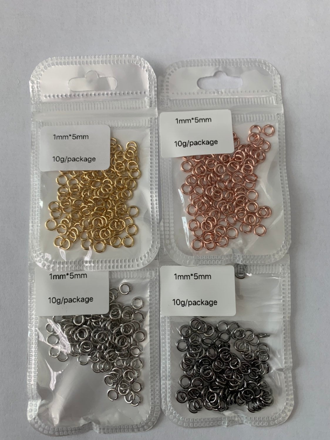 1mm x 5mm (18 gauge) 10 gr. Gold Plated Jump Ring, Rose Gold Connector, White Gold Open Jump Rings, jewelry making supplies