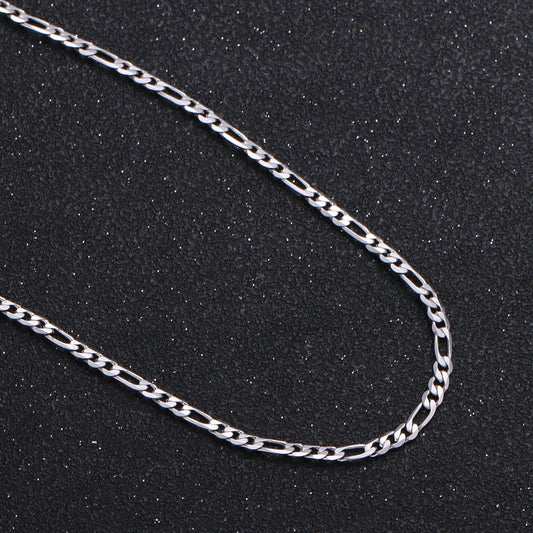 1pc 17.8'' Ready to Use White Gold Figaro Necklace Chain,Layer Figaro Chain Dainty Necklace, Pendant Charm Necklace Width:2.5mm, 1012