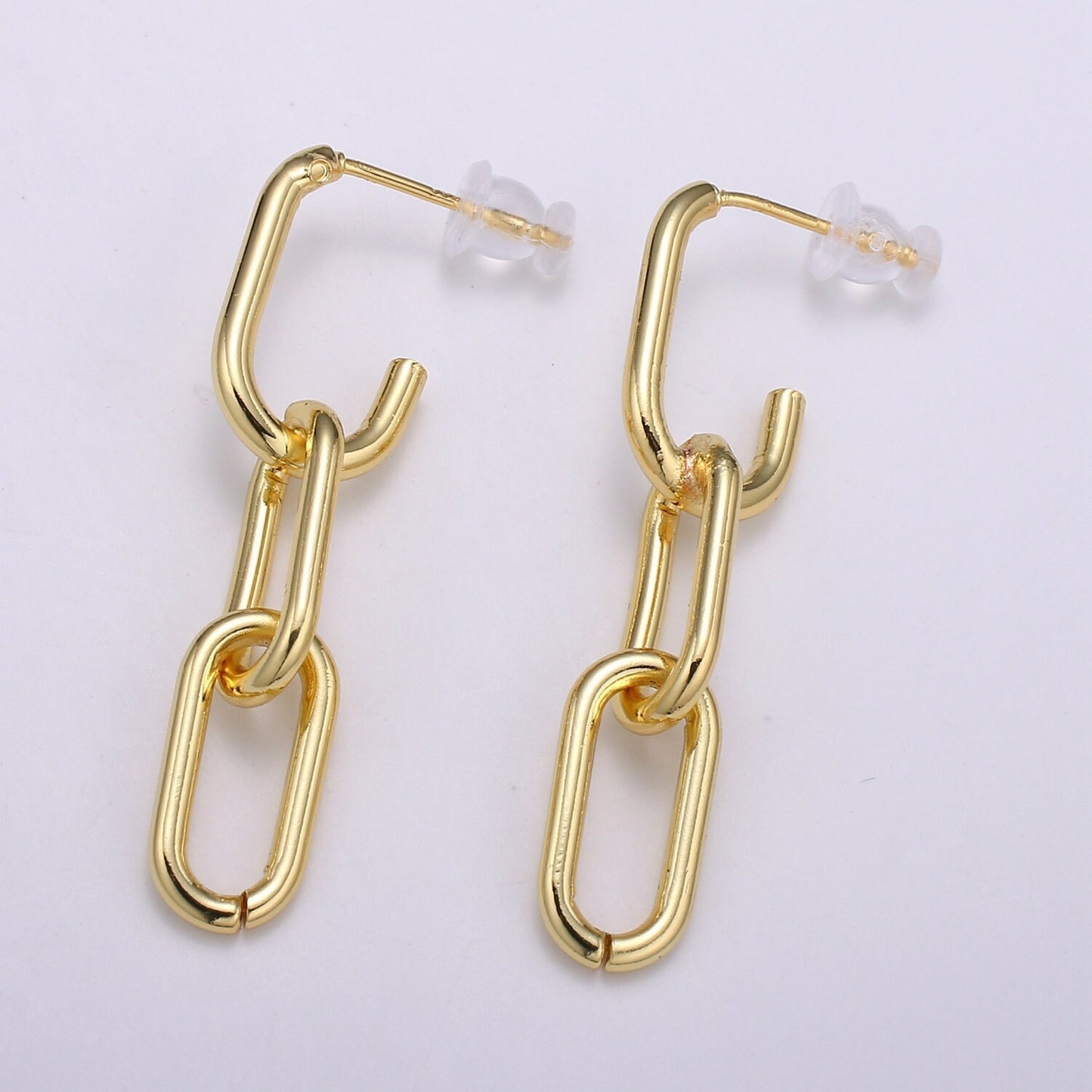 Paper Clip Design 24K Gold filled Stud Earring, Gold filled Zero Earring for DIY Earring Craft Supply Jewelry Making, EARR-1386, Q-408