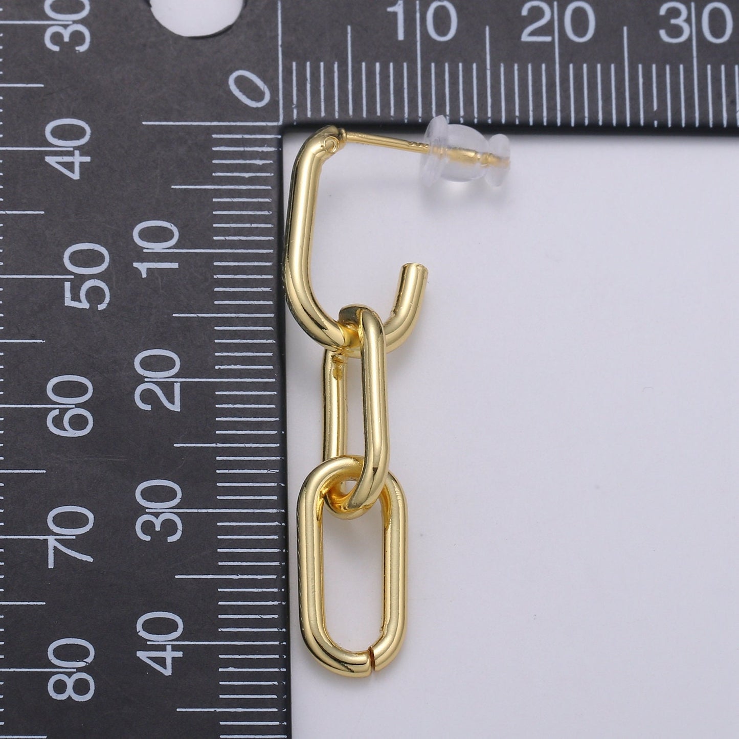 Paper Clip Design 24K Gold filled Stud Earring, Gold filled Zero Earring for DIY Earring Craft Supply Jewelry Making, EARR-1386, Q-408