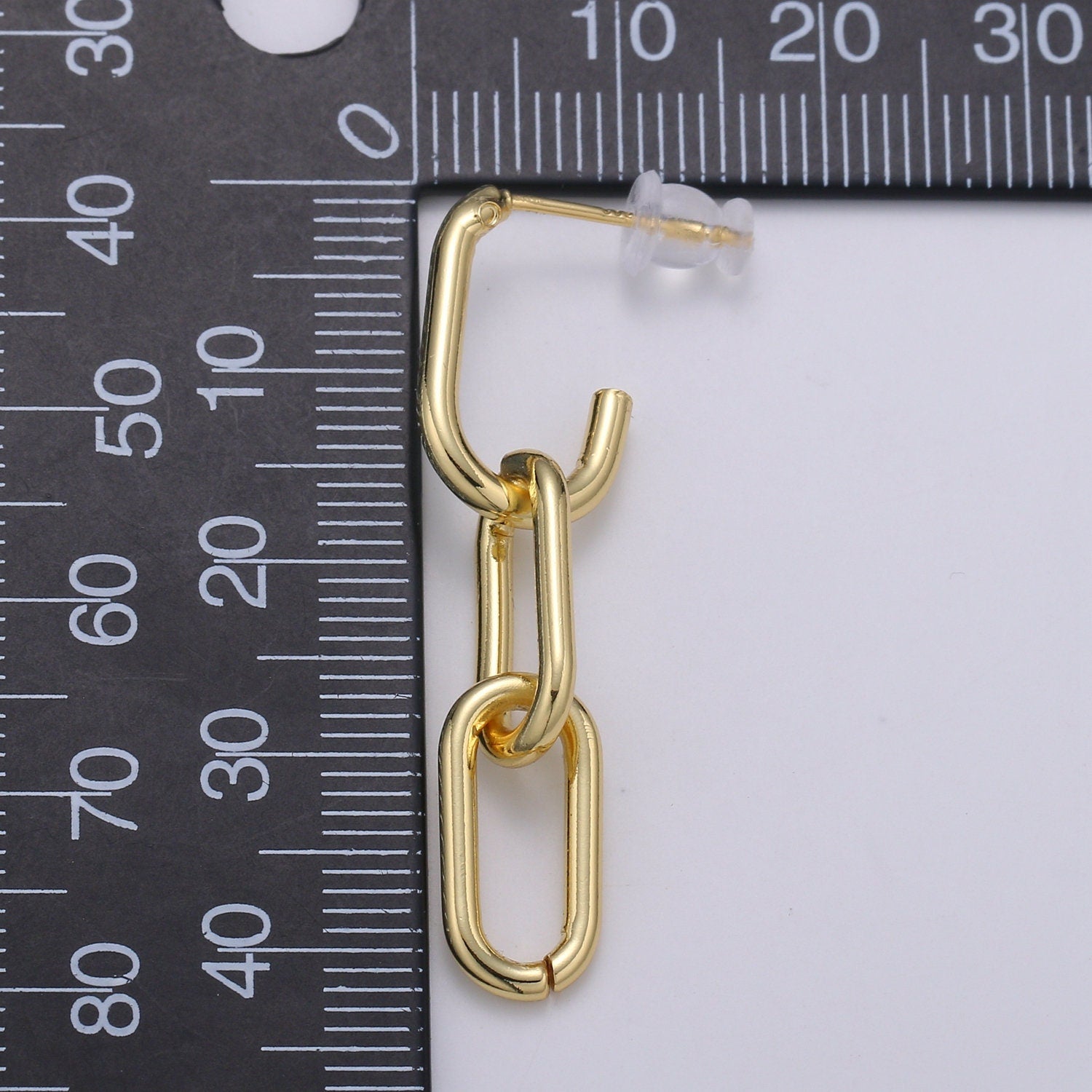 Paper Clip Design 24K Gold filled Stud Earring, Gold filled Zero Earring for DIY Earring Craft Supply Jewelry Making, EARR-1386, Q-408