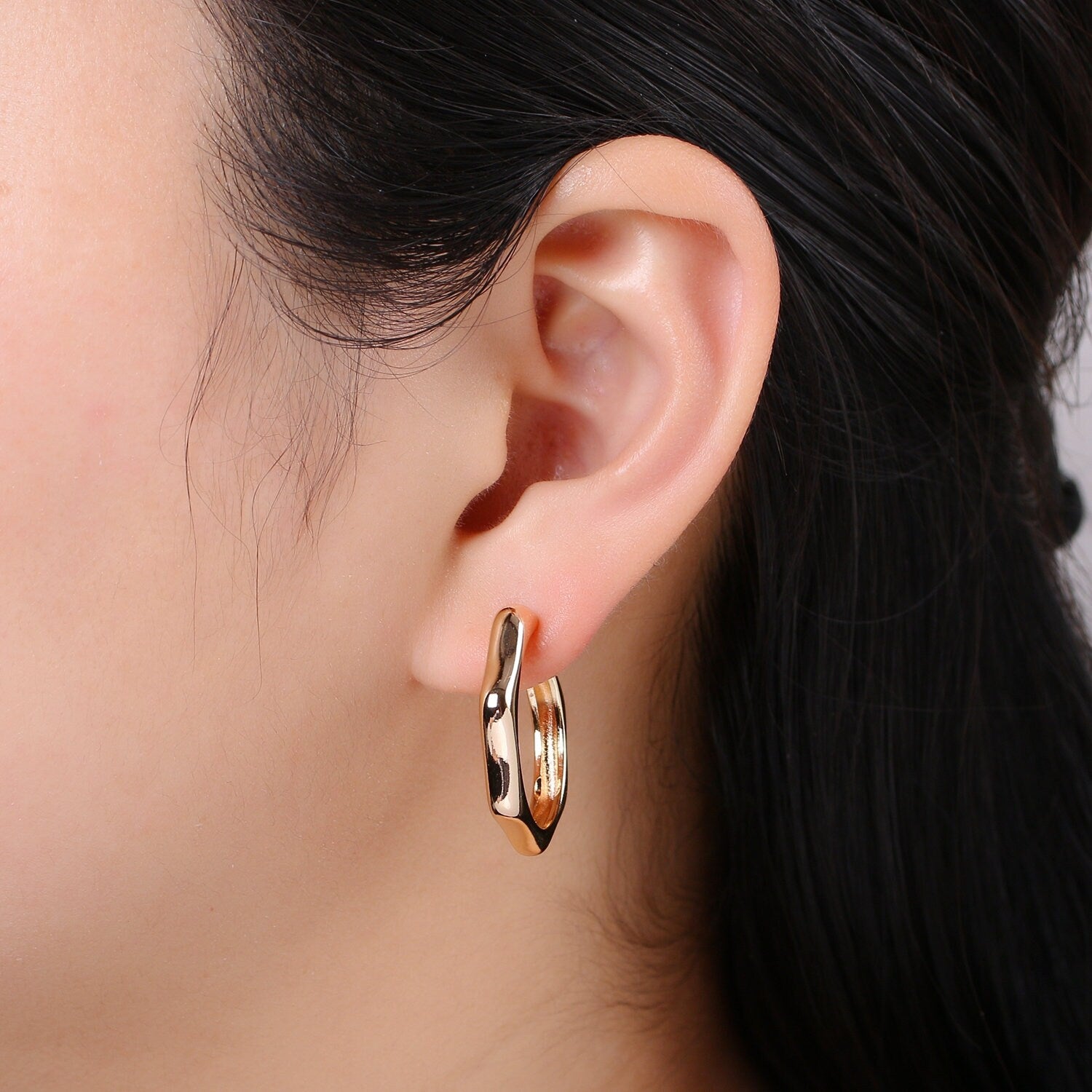 Hexagonal Earring 18K Gold Earring Geometric Hoops Earring design Everyday Earrings, Statement Earrings, Gifts For Her ,EARR-1430