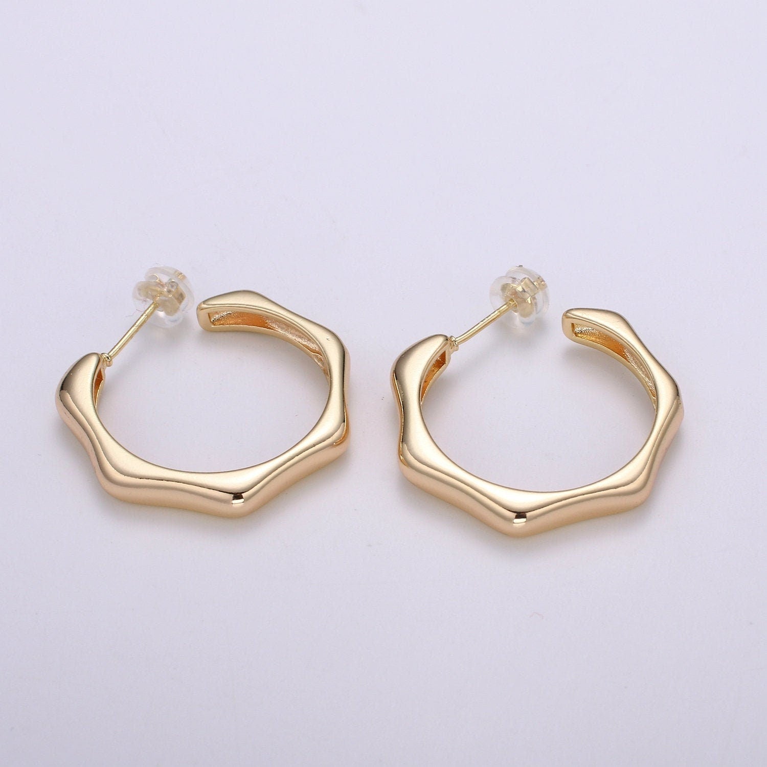 Hexagonal Earring 18K Gold Earring Geometric Hoops Earring design Everyday Earrings, Statement Earrings, Gifts For Her ,EARR-1430