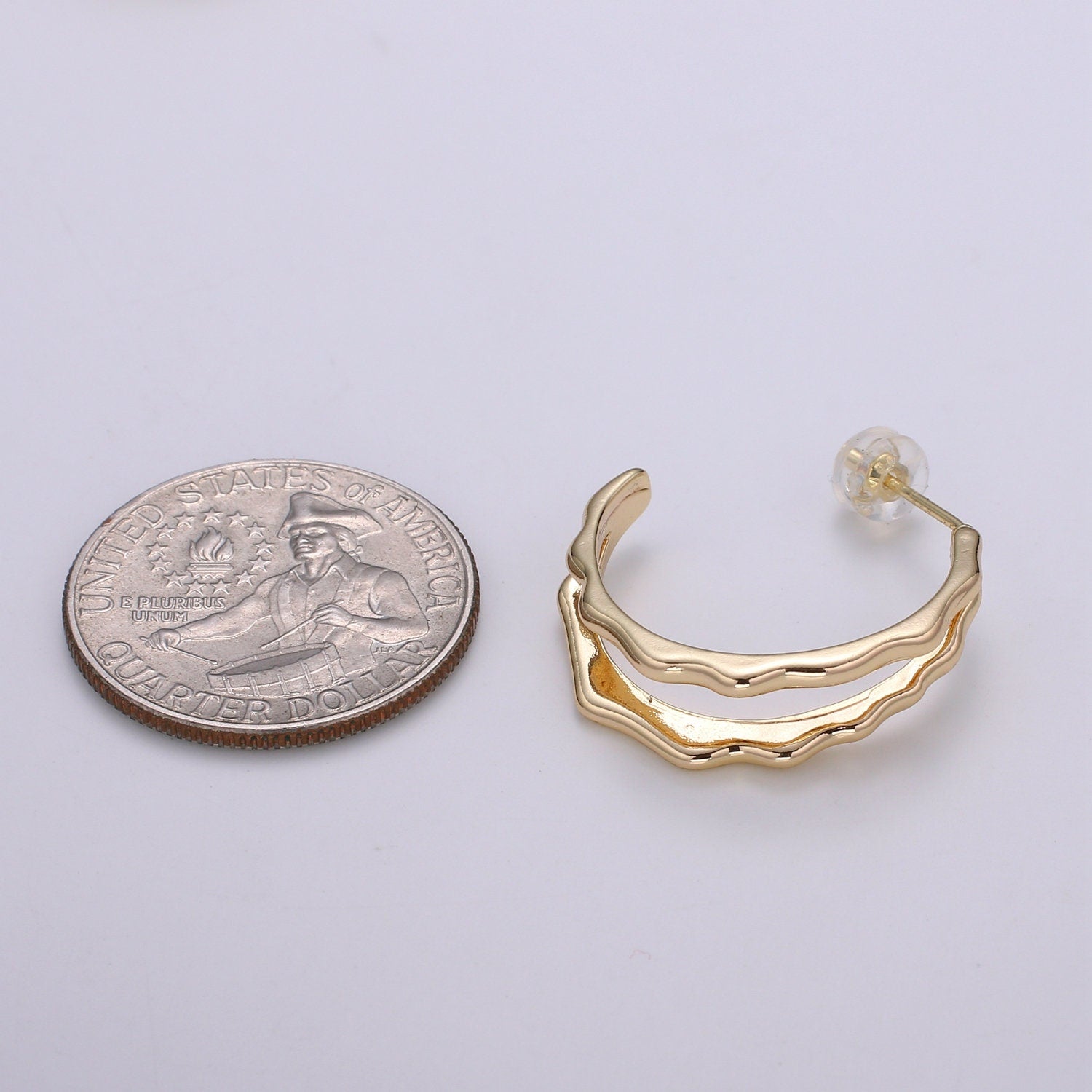 Split Path Design 18K Gold Stud Earring,Rose Gold Weavy Earring,Modern design for DIY Earring Craft Supply Jewelry Making,EARR-1427