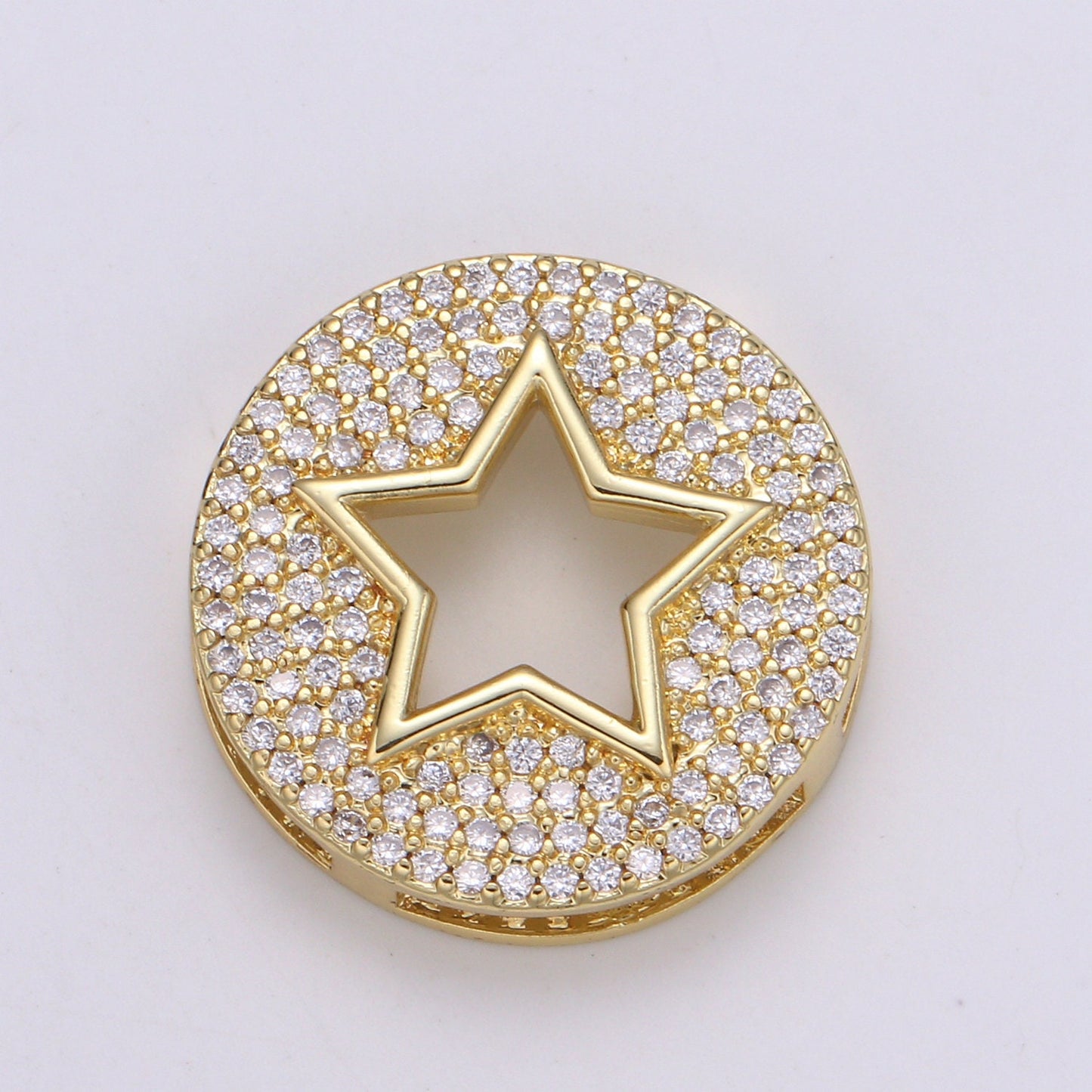 1pc 24K Gold Star Spacer Beads, for DIY Orion Beads Pave Charm Bracelet Bead Size 19.9x4.6mm Hole 3.5mm B-400