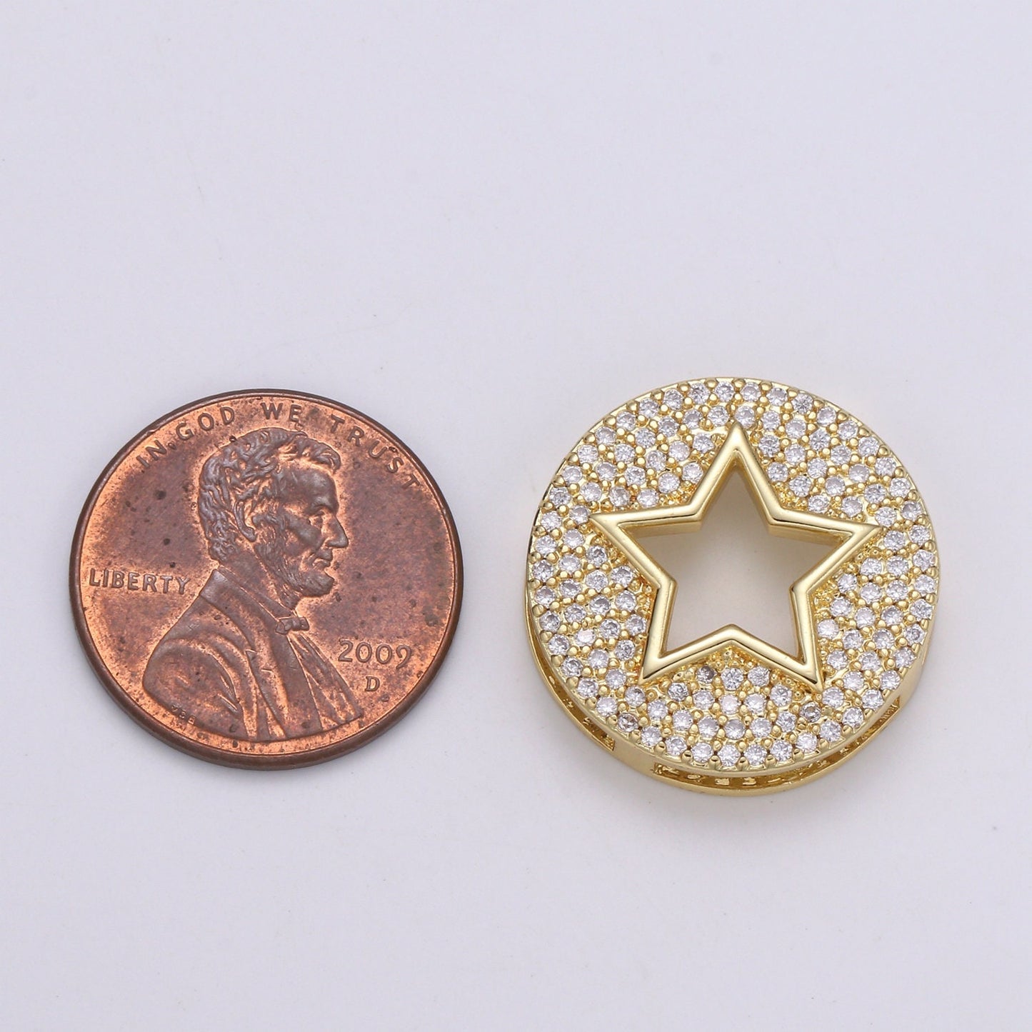 1pc 24K Gold Star Spacer Beads, for DIY Orion Beads Pave Charm Bracelet Bead Size 19.9x4.6mm Hole 3.5mm B-400