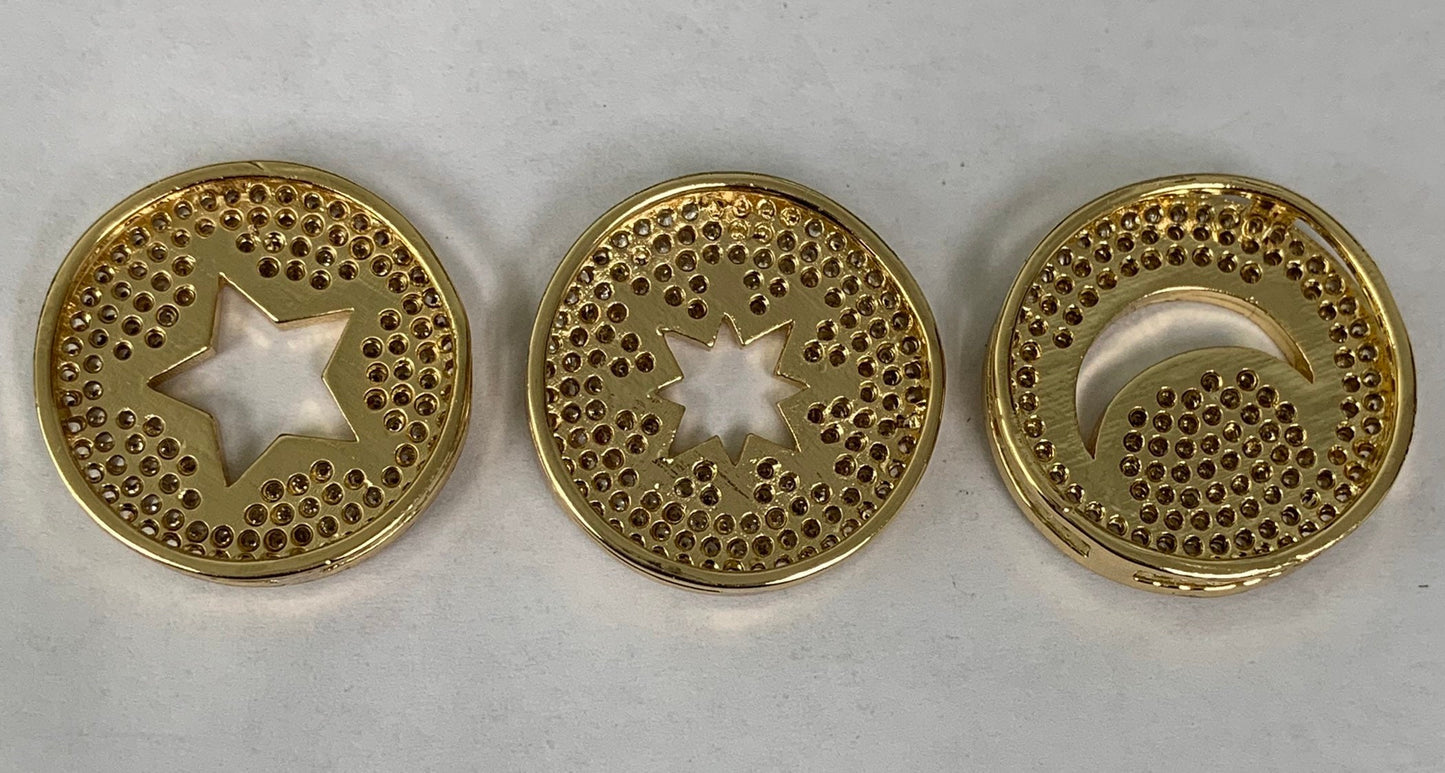 1pc 24K Gold Star Spacer Beads, for DIY Orion Beads Pave Charm Bracelet Bead Size 19.9x4.6mm Hole 3.5mm B-400