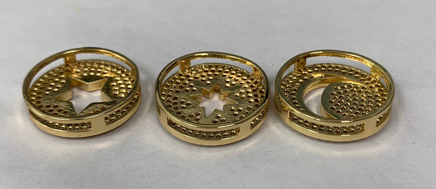 1pc 24K Gold Star Spacer Beads, for DIY Orion Beads Pave Charm Bracelet Bead Size 19.9x4.6mm Hole 3.5mm B-400