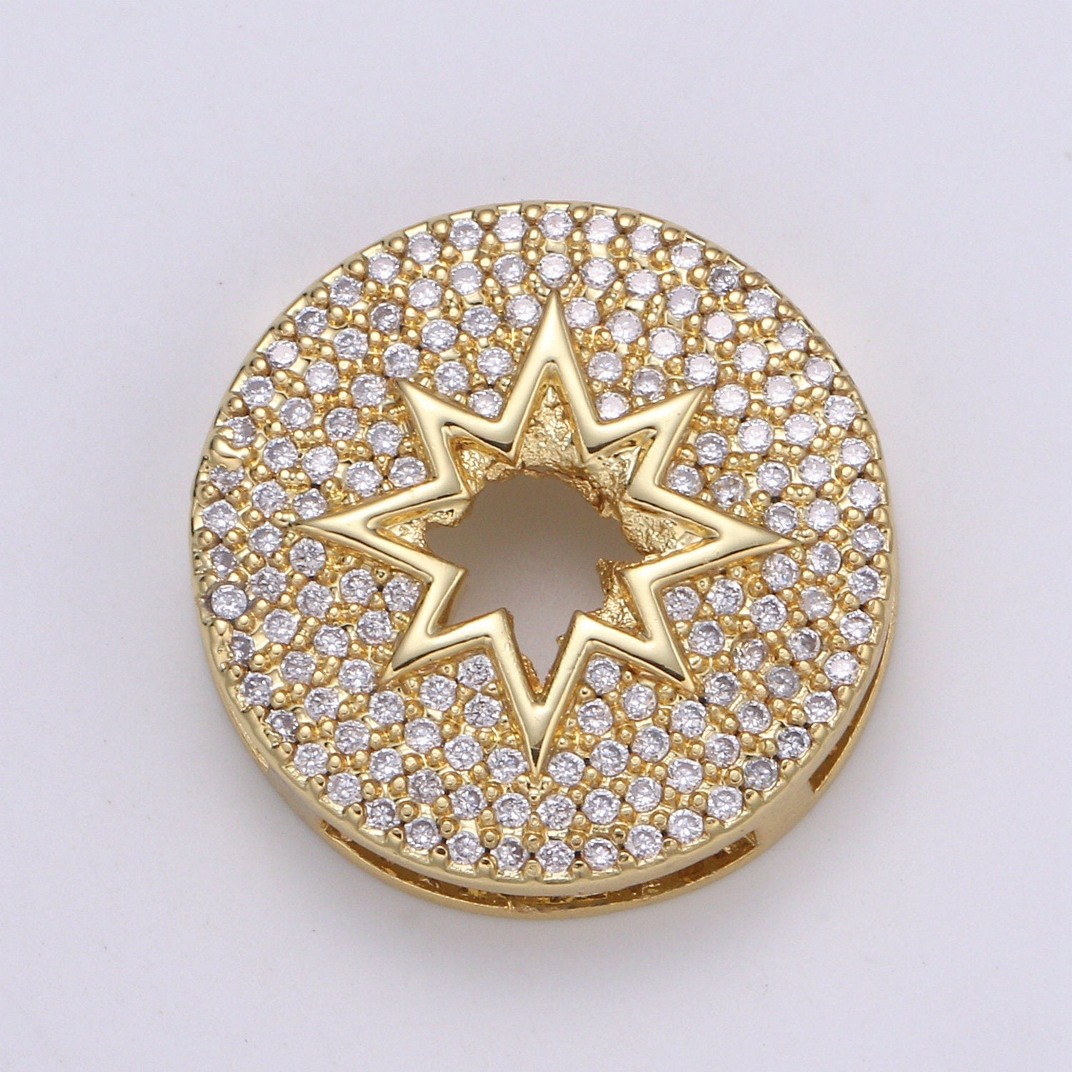 1pc 24K Gold Cardinal Spacer Beads, for DIY Star Beads Pave Charm Bracelet Compass Bead Size 19.9x4.6mm Hole 3.5mm, craft BDGF-433