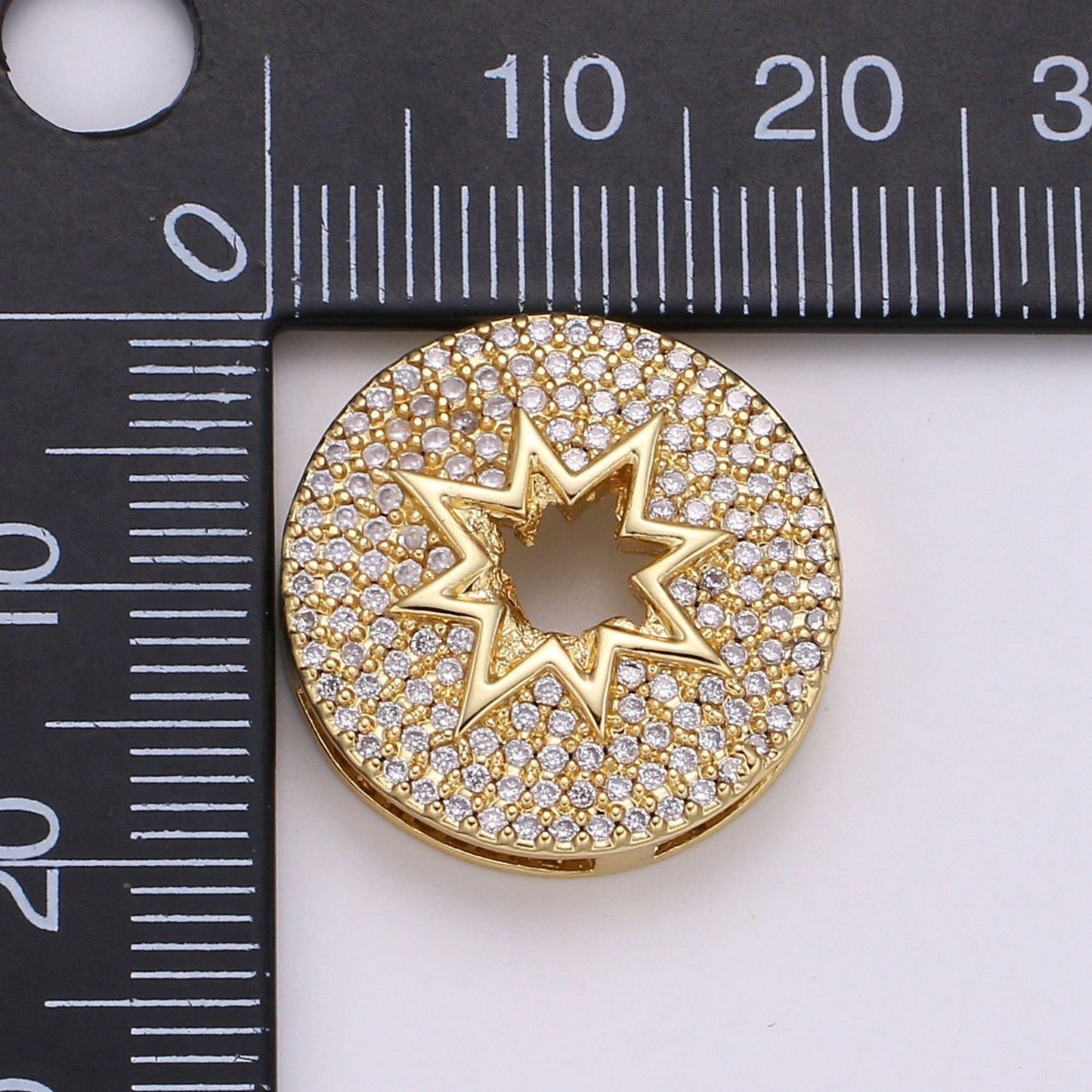 1pc 24K Gold Cardinal Spacer Beads, for DIY Star Beads Pave Charm Bracelet Compass Bead Size 19.9x4.6mm Hole 3.5mm, craft BDGF-433