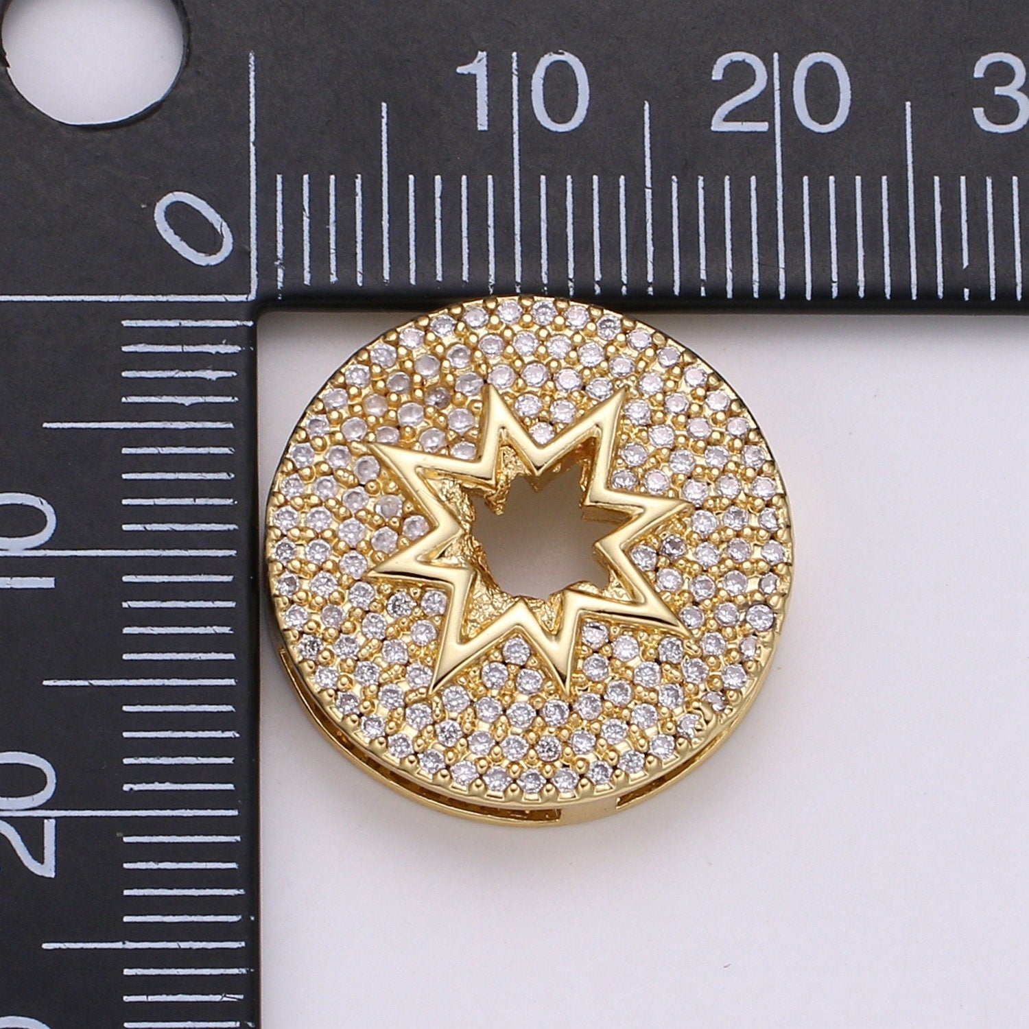 1pc 24K Gold Cardinal Spacer Beads, for DIY Star Beads Pave Charm Bracelet Compass Bead Size 19.9x4.6mm Hole 3.5mm, craft BDGF-433