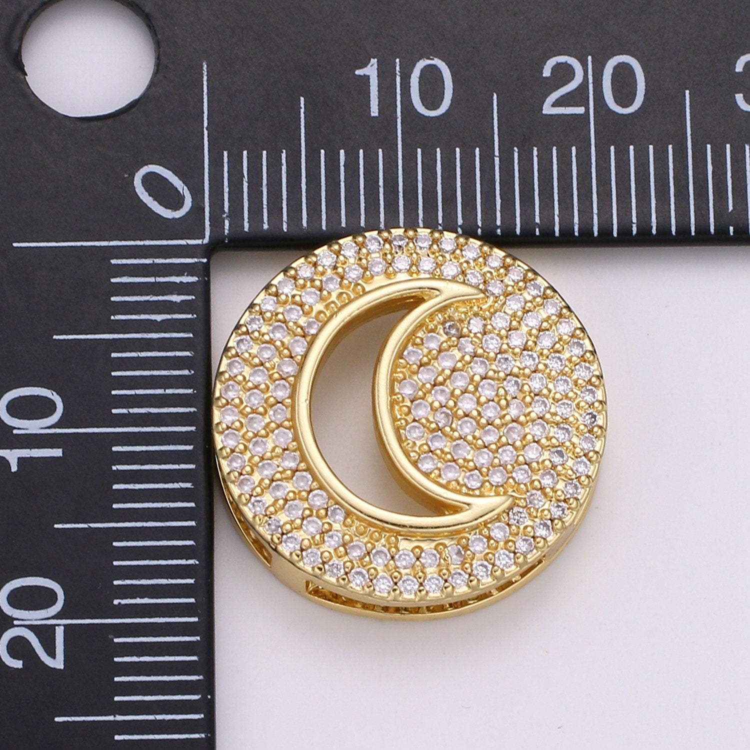 1pc 24K Gold Cresent Moon Spacer Beads, for DIY Moon,Celestial Pave Charm Bracelet Necklace Bead 19.9x4.6mm Hole 3.5mm,craft BDGF-434