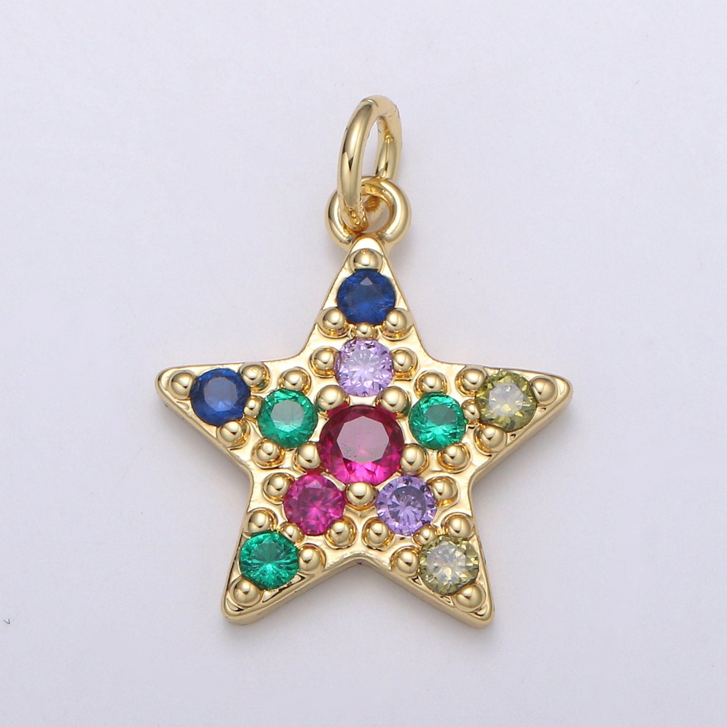Star Design 24K Gold Plated Pave Cz Stud Earring,Match with charm CHGF-2050 for DIY Bracelet Craft Supply Jewelry Making, EARR-1383