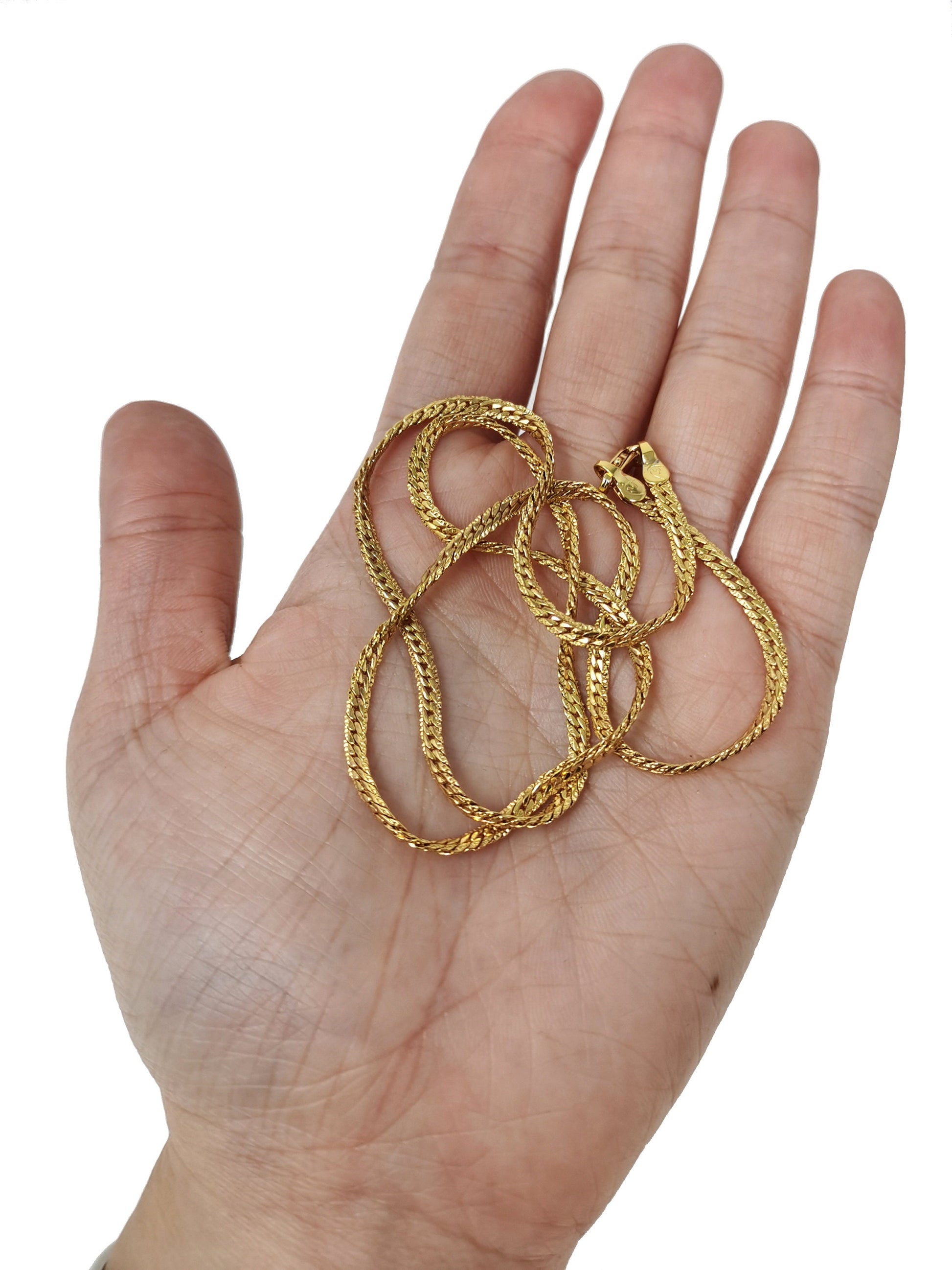 1pc 19.8' Ready to Use 24K Gold Herringbone Necklace Chain, Layering Chain Dainty Necklace, For Pendant Charm Necklace Making, 974