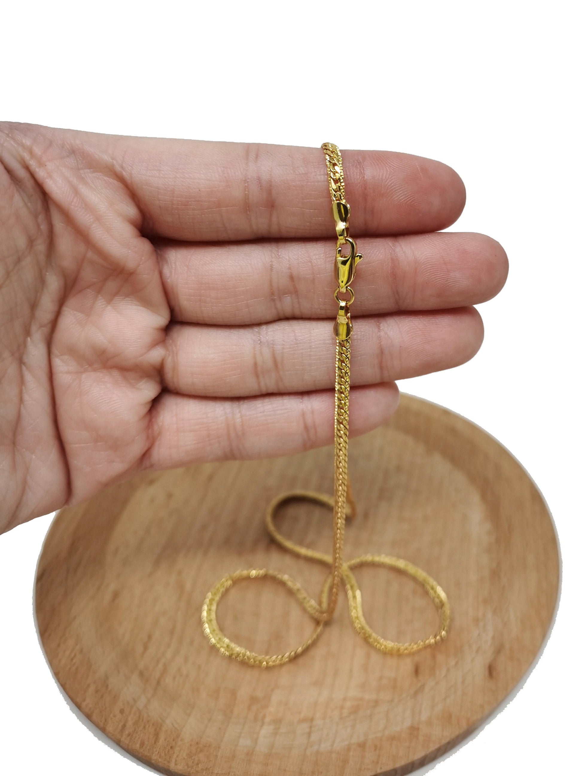 1pc 19.8' Ready to Use 24K Gold Herringbone Necklace Chain, Layering Chain Dainty Necklace, For Pendant Charm Necklace Making, 974