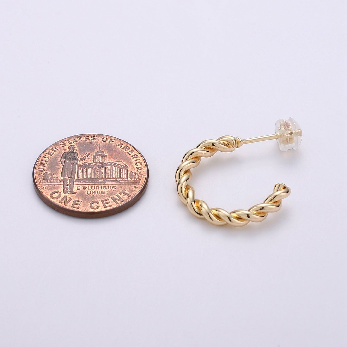 Rope Design Gold Stud Earring, Rose Gold Twisted Earring for DIY Earring Craft Supply Jewelry Making, Q-092