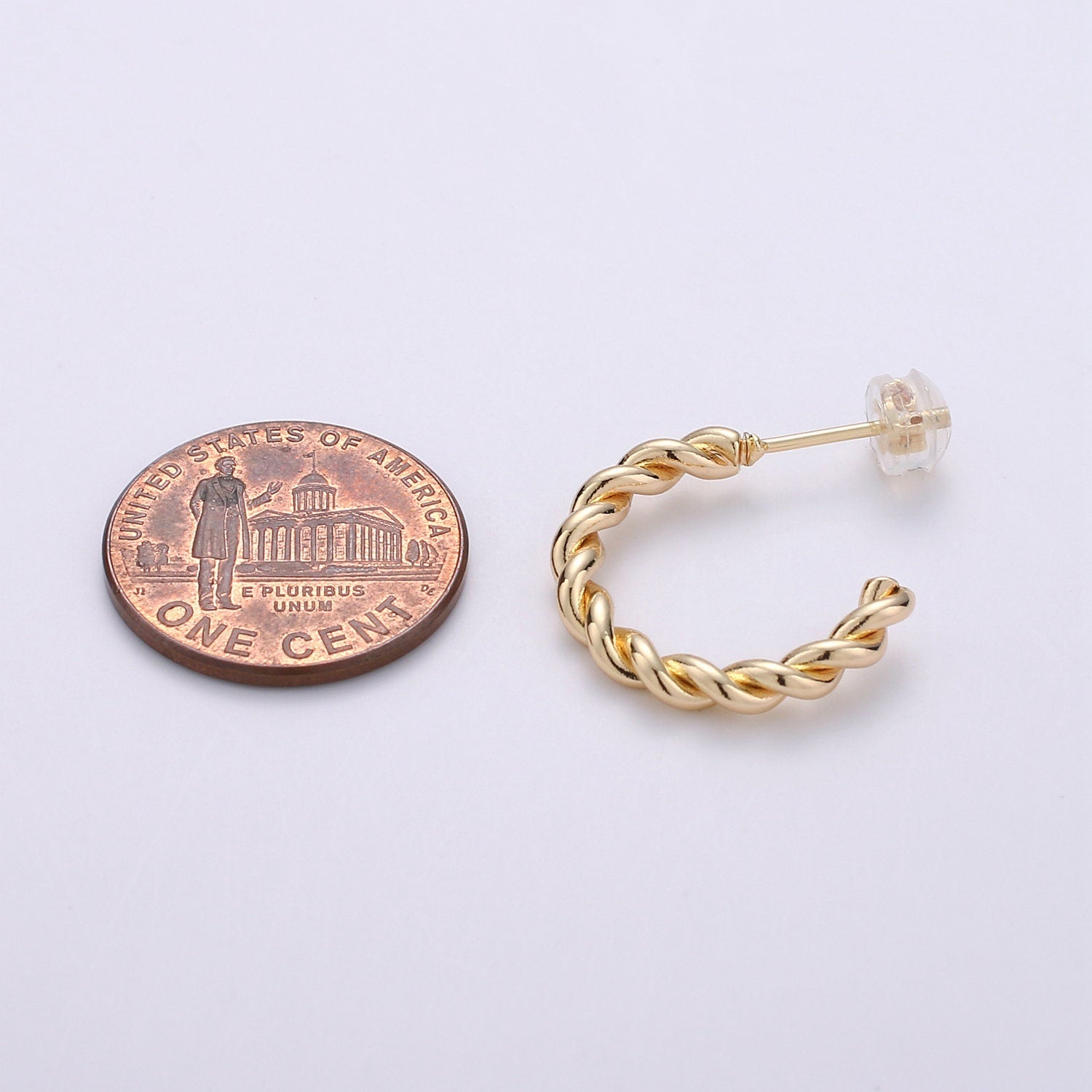 Rope Design Gold Stud Earring, Rose Gold Twisted Earring for DIY Earring Craft Supply Jewelry Making, Q-092