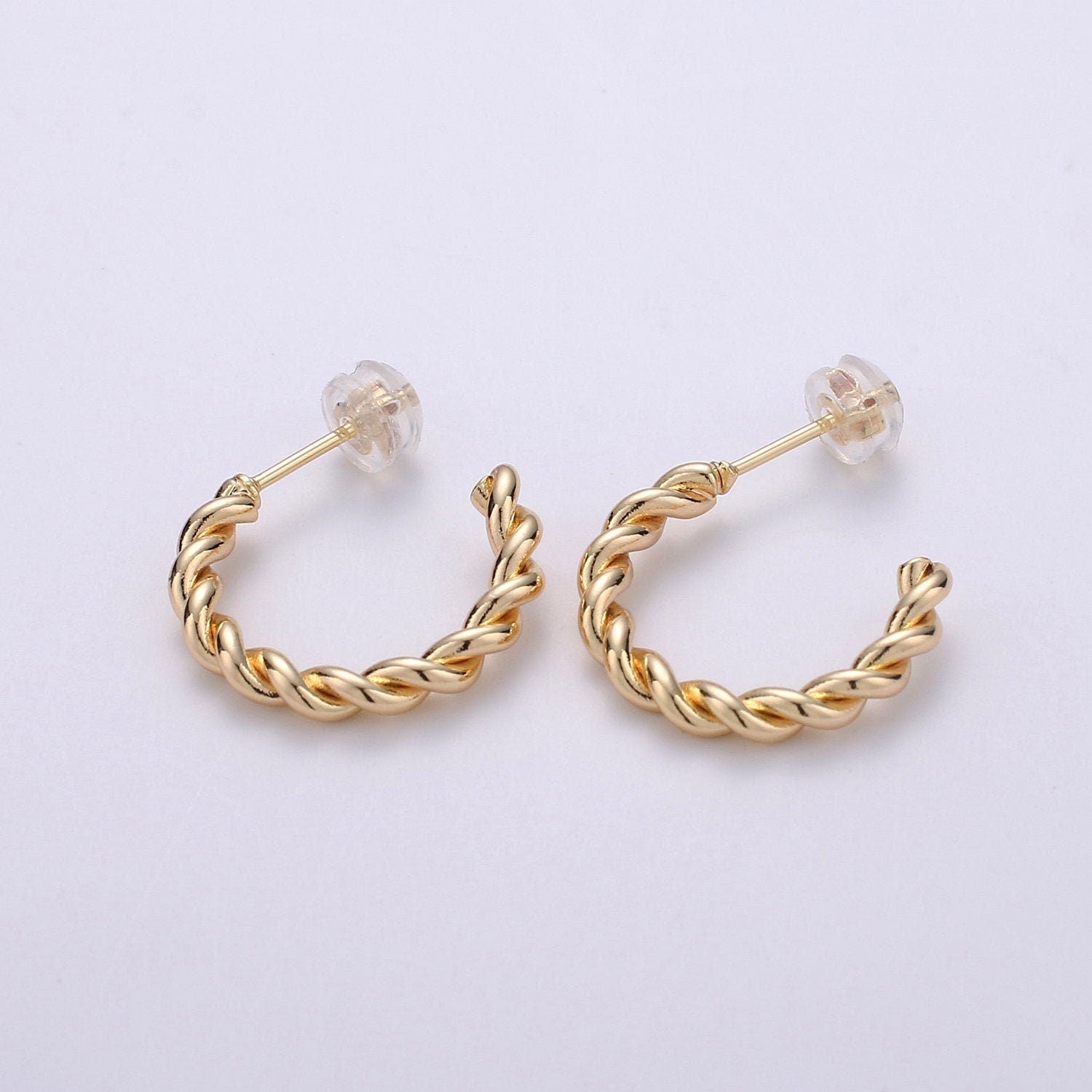 Rope Design Gold Stud Earring, Rose Gold Twisted Earring for DIY Earring Craft Supply Jewelry Making, Q-092