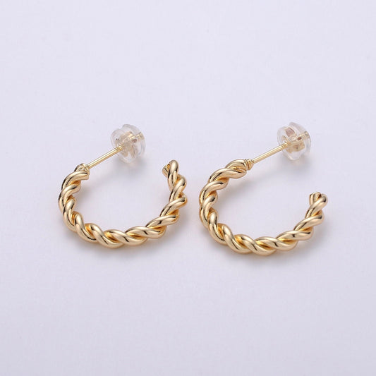 Rope Design Gold Stud Earring, Rose Gold Twisted Earring for DIY Earring Craft Supply Jewelry Making, Q-092