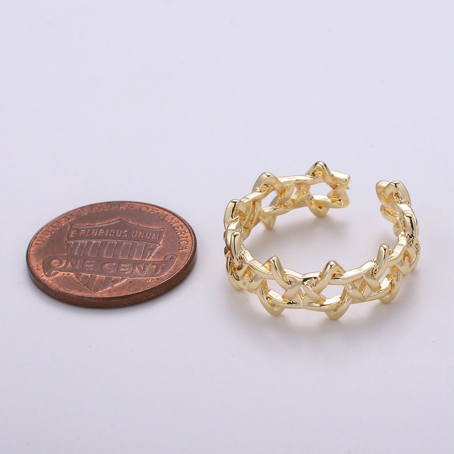 1pc Star of David 18k Gold Ring, Orion Adjustable Gold Curb Ring, Simple Round Ring, Asiris Ring- 274