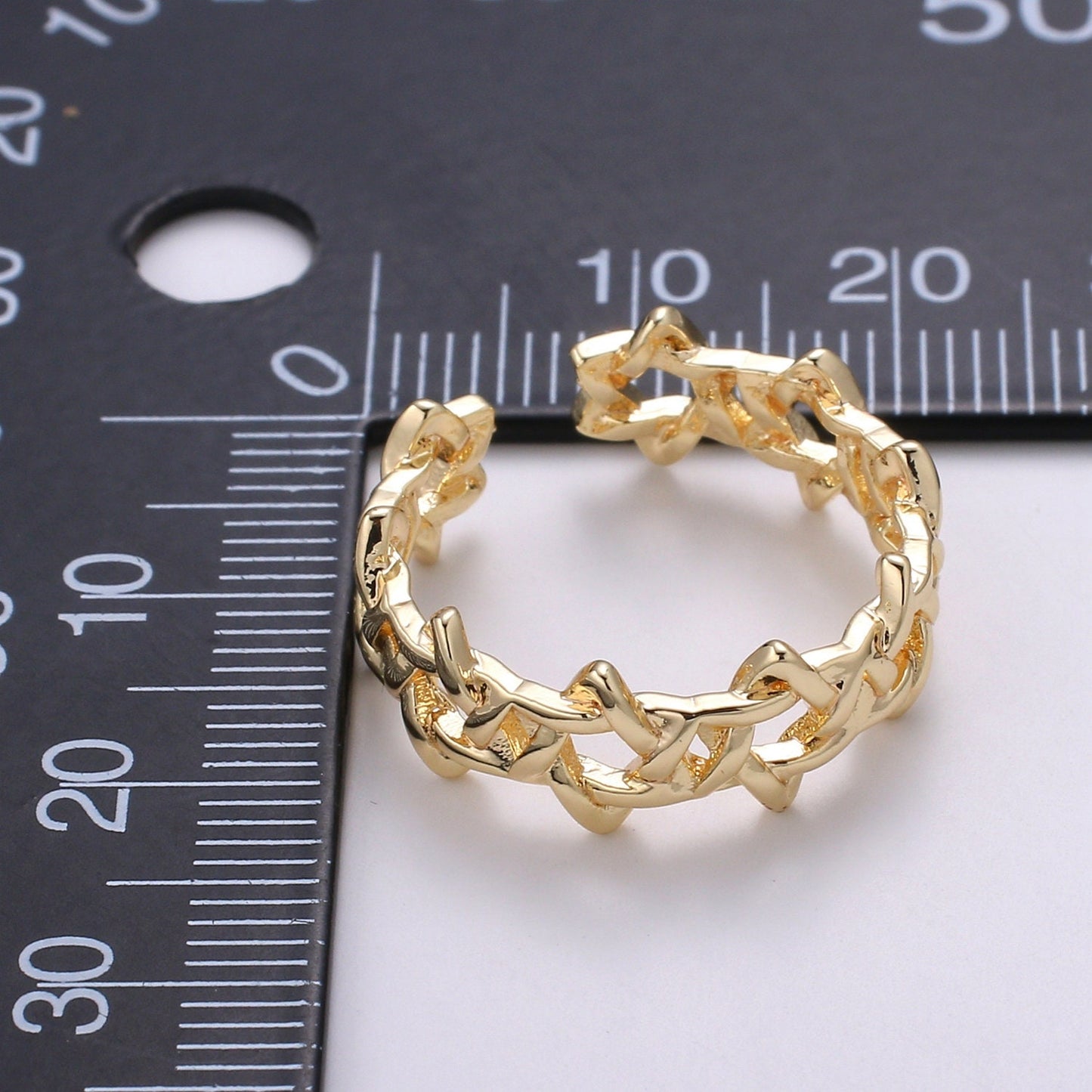 1pc Star of David 18k Gold Ring, Orion Adjustable Gold Curb Ring, Simple Round Ring, Asiris Ring- 274