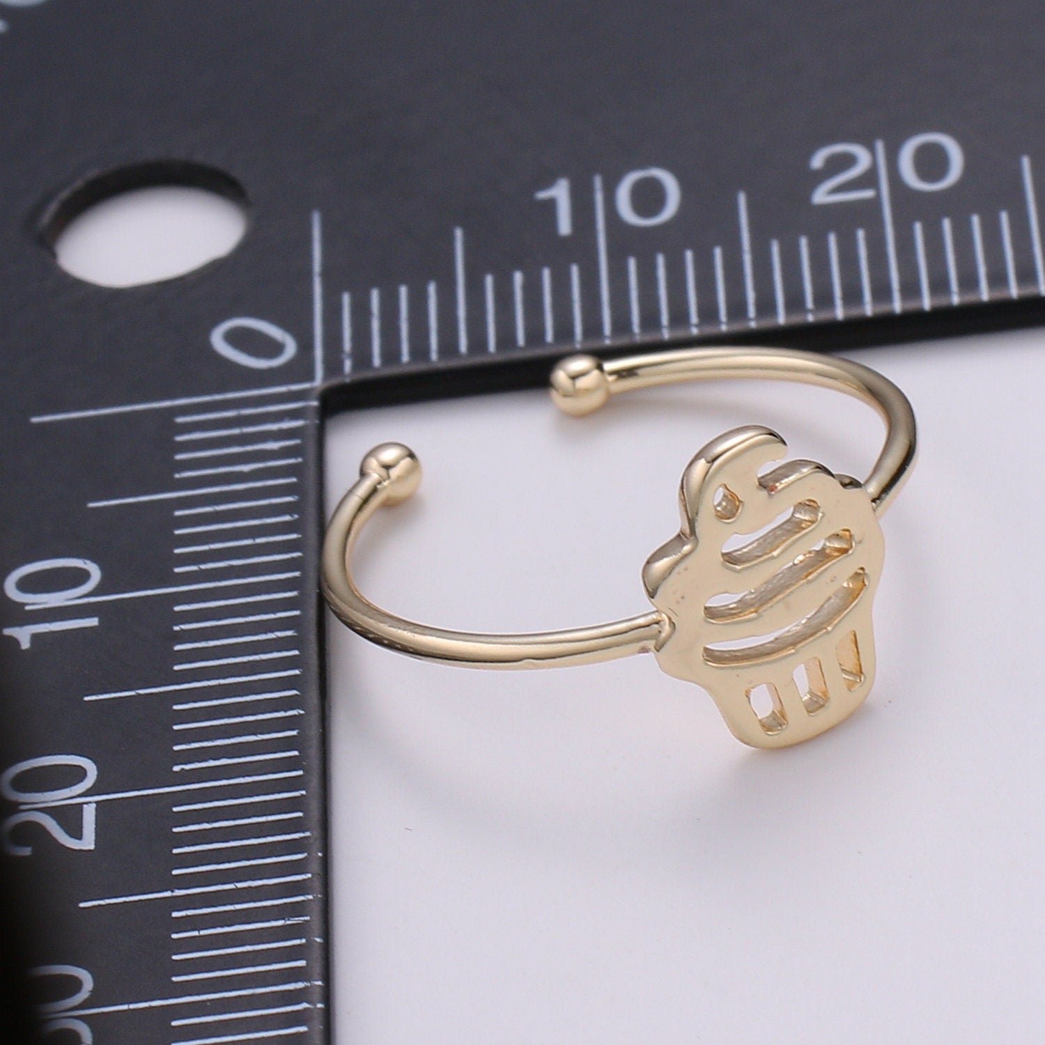1pc Cup Cake 18k Gold Ring, Ice Cream Cone Adjustable Gold Curb Ring, Simple Ring, Muffin Ring- 262