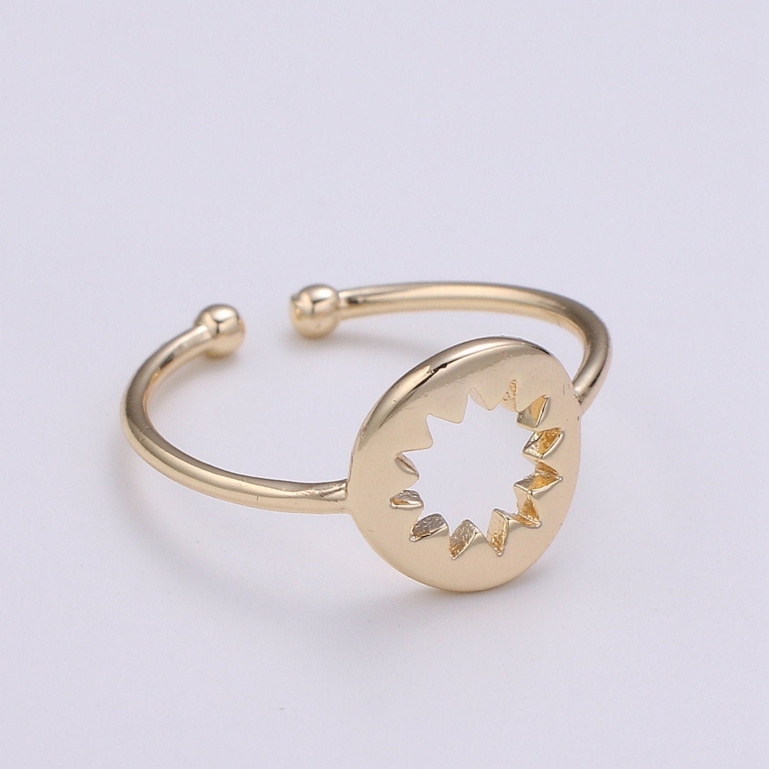 1pc Sun of the Universe 18k Gold Ring, Sun Bright Adjustable Gold Curb Ring, Simple Ring,Circle Ring- 255