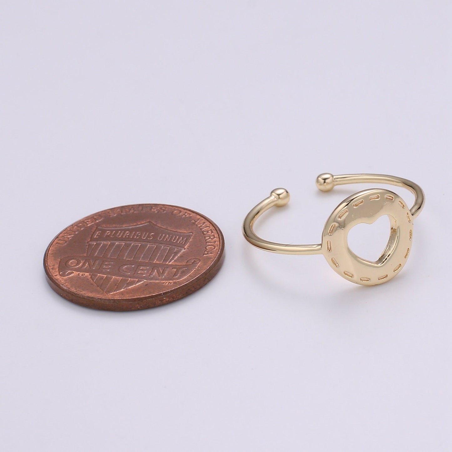 1pc Mending Heart 18k Gold Ring, Love Adjustable Gold Curb Ring, Simple Ring,Circle Ring- 264