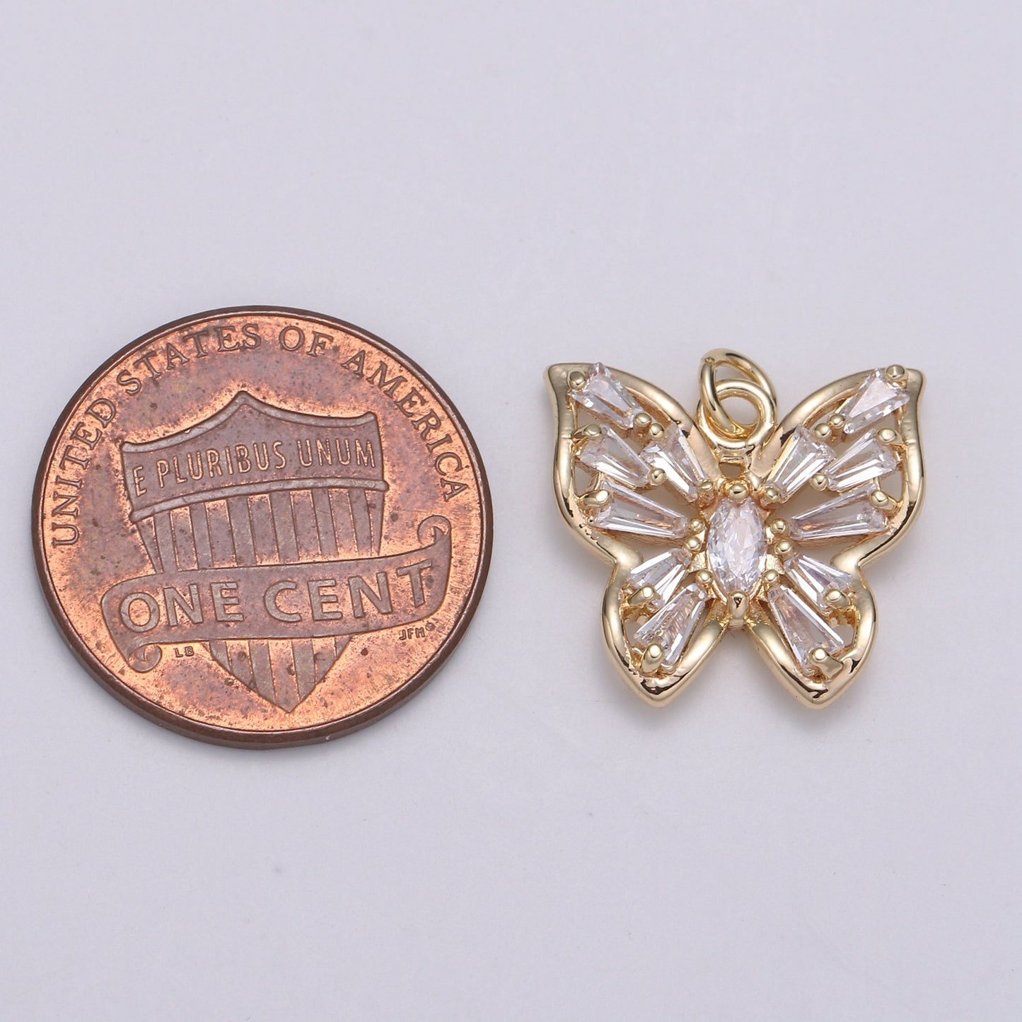 1pc Clear, Pink, Purple Baguette Butterfly 24K Gold  Micro Pave CZ Mariposa Pendant Charm  Pendant,CHGF-2067,2068,2069