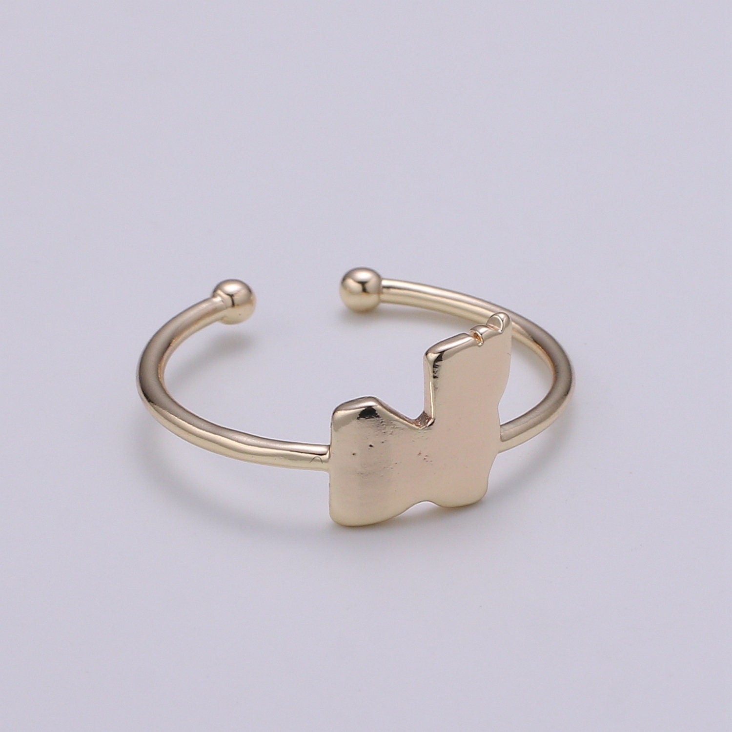 1pc Dog 18k Gold Ring, N-Adjustable Gold Curb Ring, Simple Animal Ring - 244