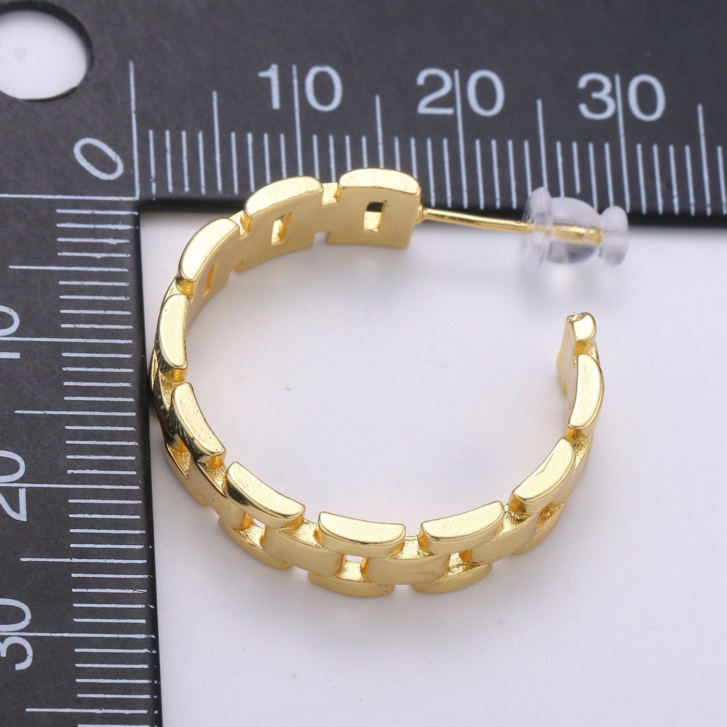 Panther Link Design 24K Gold Stud Earring, Gold filled Zero Earring for DIY Earring Craft Supply Jewelry Making, EARR-1384