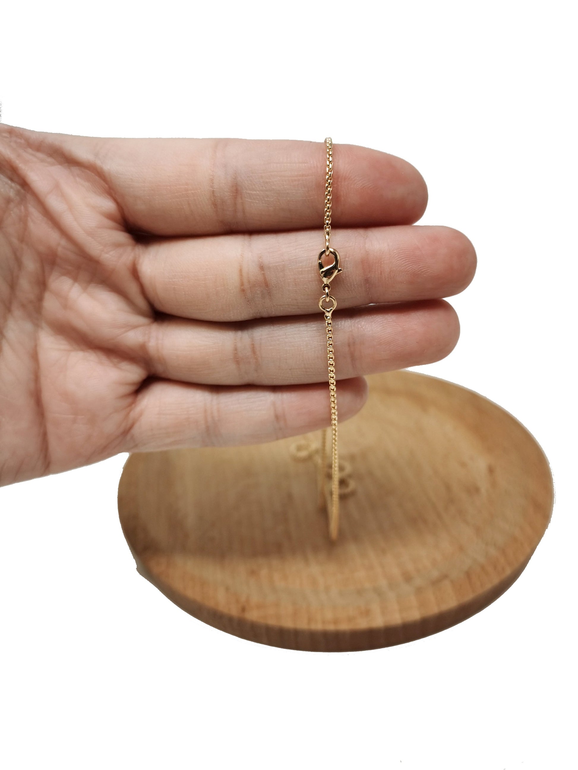 1pc Dainty 17.7''x1 mm thickness ready to wear 18k Gold Filled Rolo Box curb Necklace, Layering Round Chain For Jewelry Making Charm, 746
