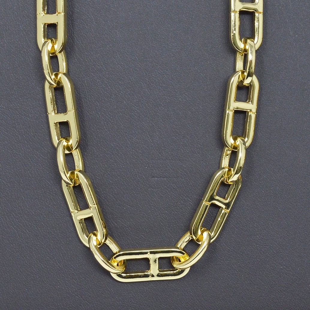 14K Gold Bold Anchor Chain by Yard, Mariner Chain, Wholesale Paperclip Roll Chain for Jewelry Making22.4x9.5mm, Roll-454