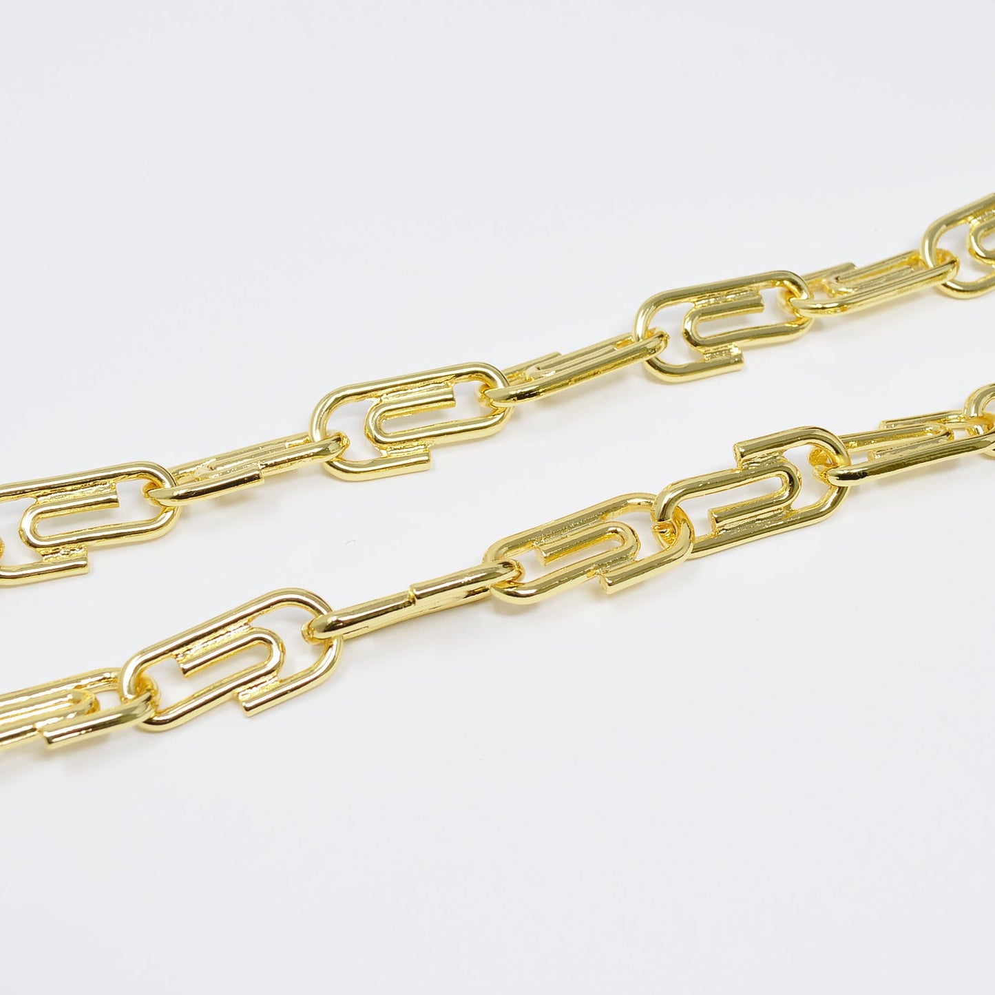 24K Gold Paperclip Chain by Yard, Thick and Bold Elongate Chain, Wholesale bulk Roll Chain Jewelry Making 26.5x12mm, 455