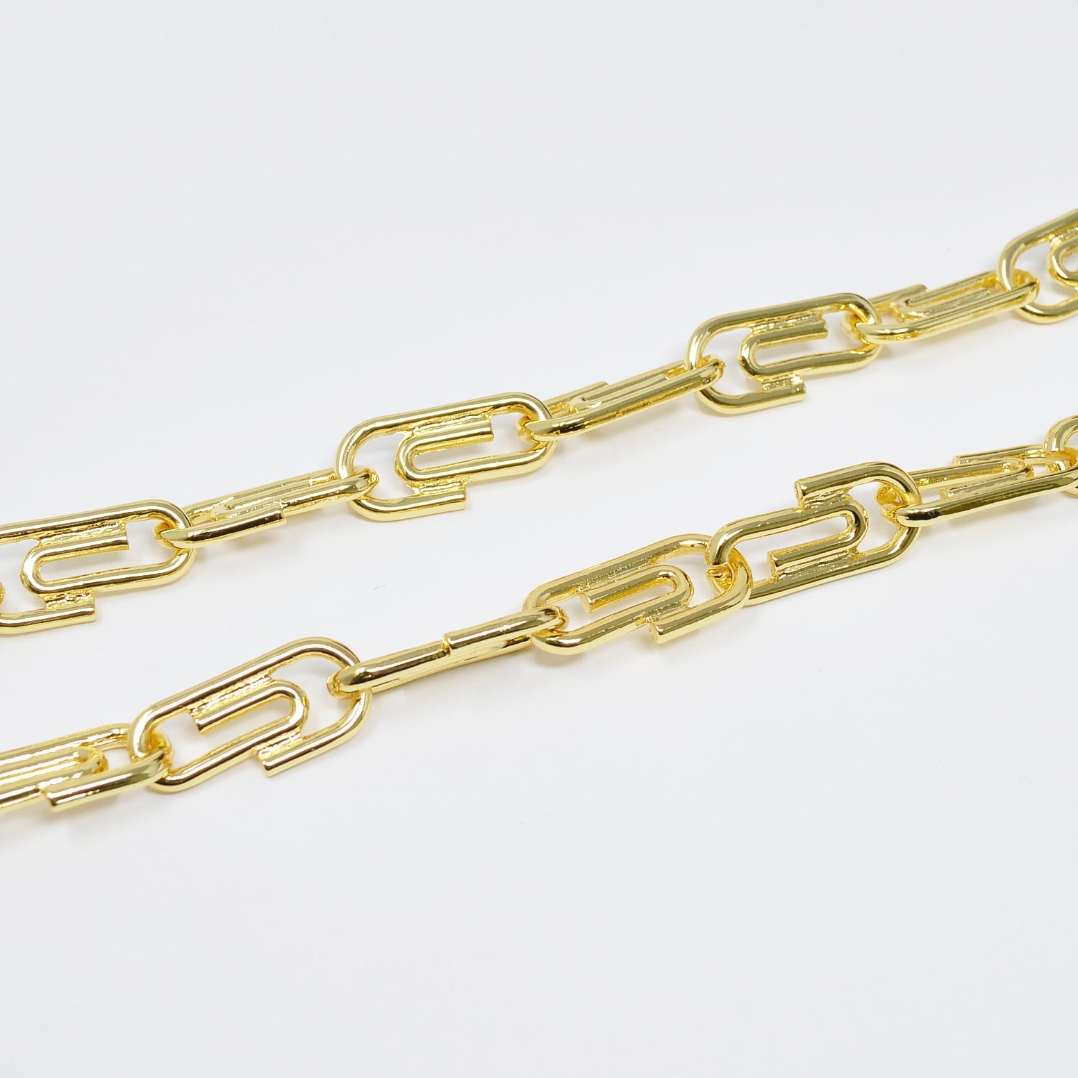 24K Gold Paperclip Chain by Yard, Thick and Bold Elongate Chain, Wholesale bulk Roll Chain Jewelry Making 26.5x12mm, 455
