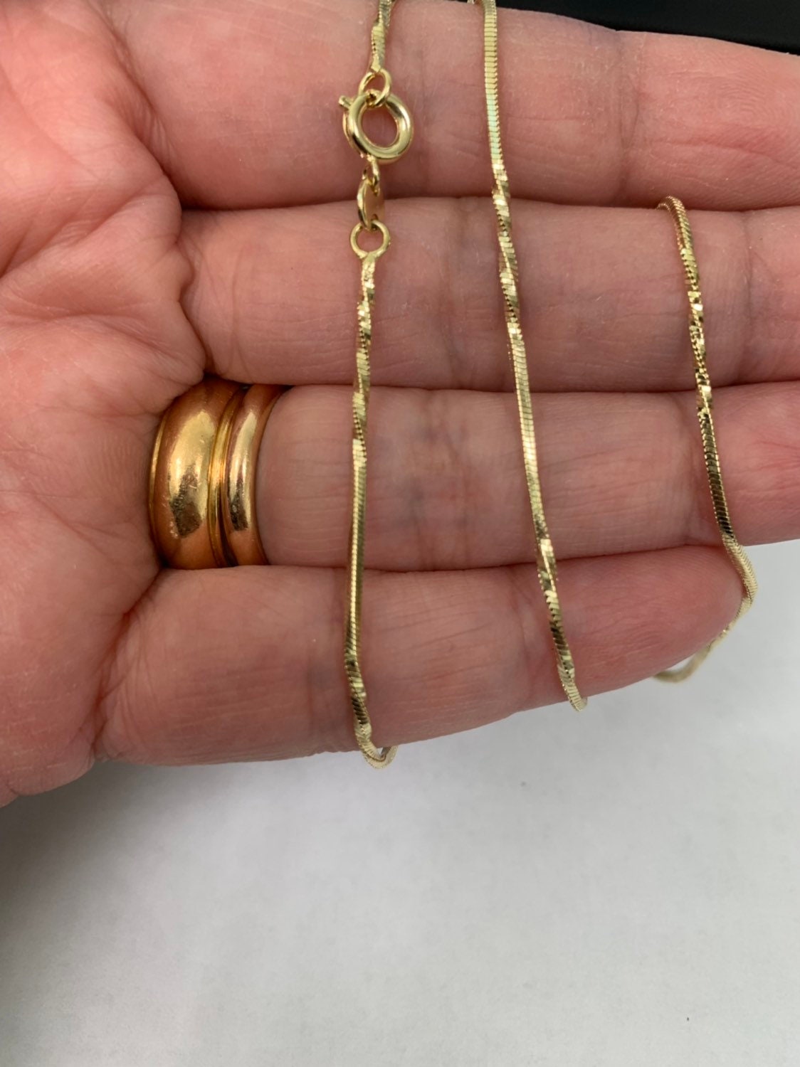 1pc 17.7'' Ready to Use 14K Gold Plated Cocoon Necklace Chain, Layer Snake Twisted Chain Necklace | CN-789