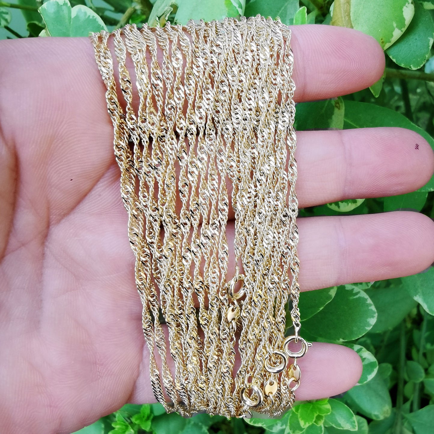 1pc 17.7'' Ready to Use Gold Singapore Necklace Chain, Layering Spiral Chain Dainty Necklace, Perfect for Pendant Necklace, WA-228