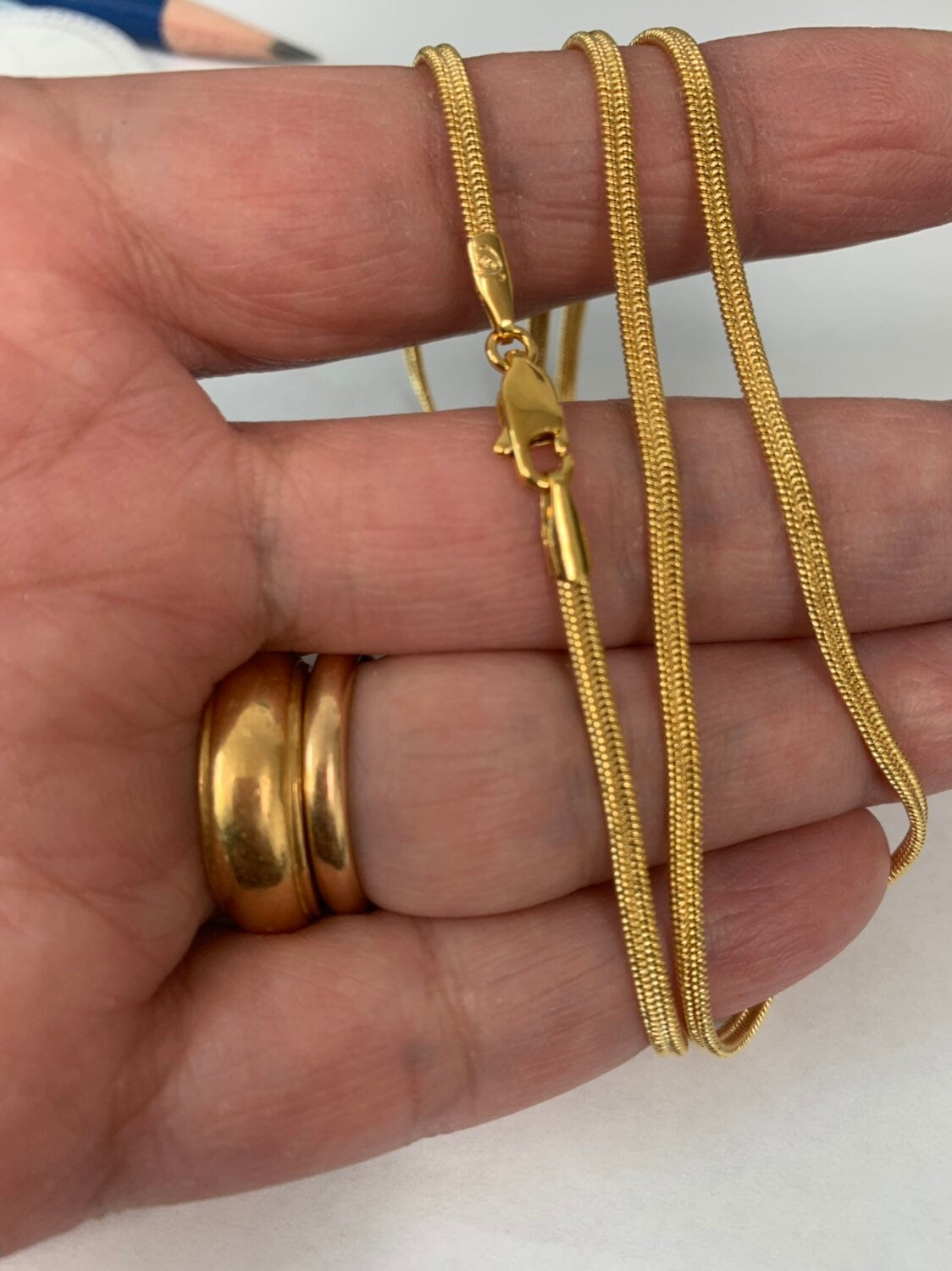 1pc 23.3'' Ready to Use 24K Gold Plated Herringbone Curb Necklace Chain, Layer Curb Chain Bold Necklace, For Pendant Necklace Making, 807