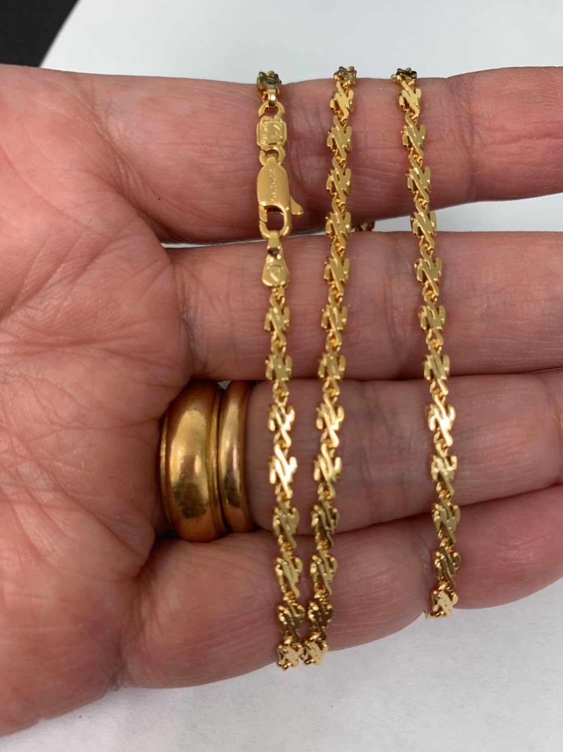 1pc 23.6'' Ready to Use 24K Gold Unique Necklace Chain, Layering Cactus Link Bold Necklace, Perfect for Pendant Necklace, 827