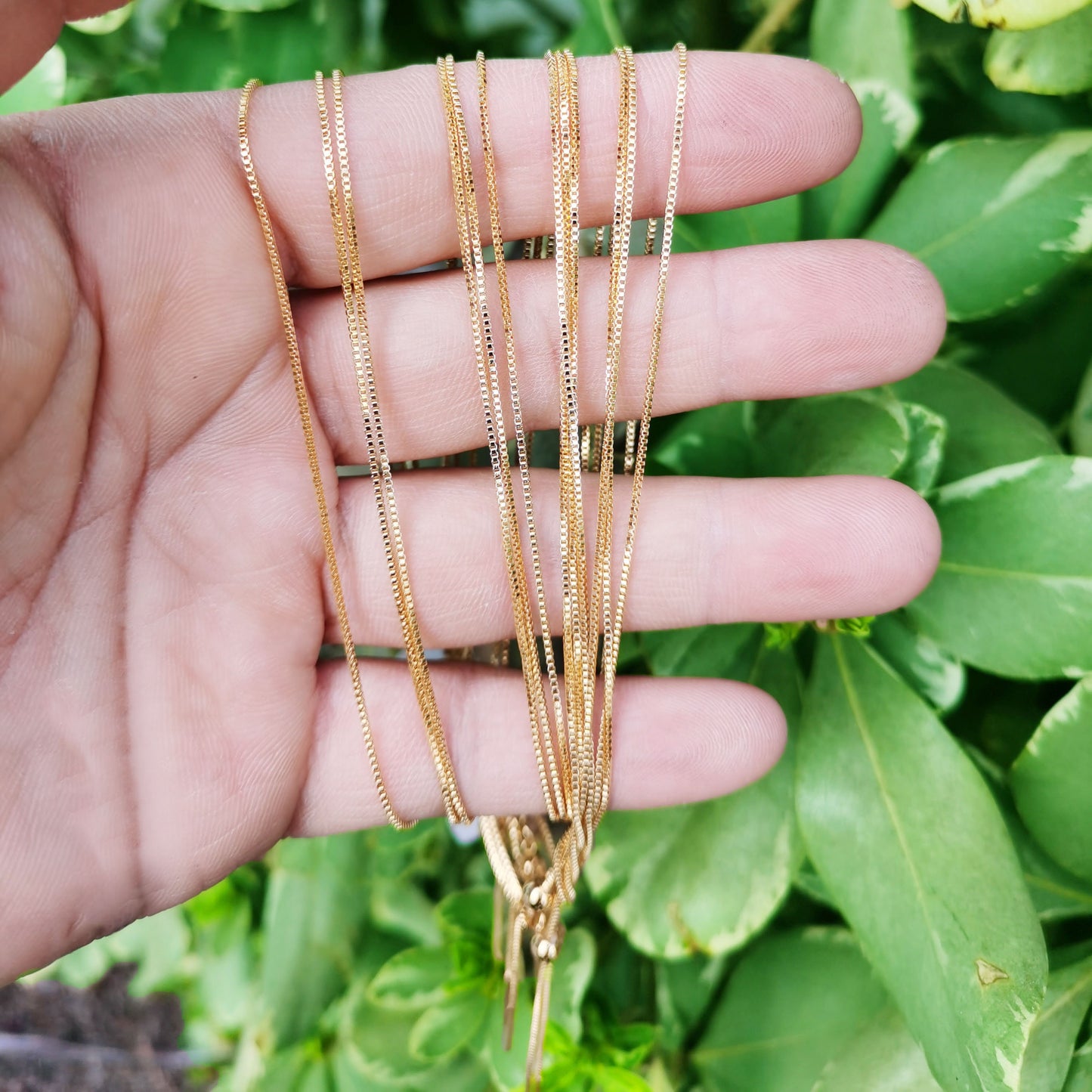 1pc 20'' ready to wear 24k Gold Filled Square Box Chain Adjustable Necklace, Dainty Box Chain For Jewelry Making with Pendant Supply ,CH-831