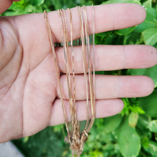 1pc 17.7''+2" ready to wear 18k Gold Square Box Chain Necklace, Layering Dainty Box Chain For Jewelry Making with Pendant Charm, 836