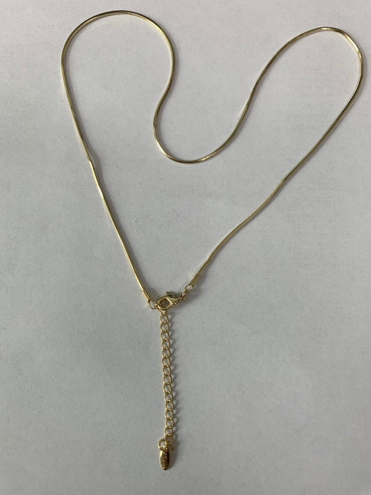 1pc 16.0''+ 2" extender Ready to Use 14K Gold Plated Cocoon Necklace Chain, Layer Snake Chain Dainty Necklace, For Pendant Charm Making, 940