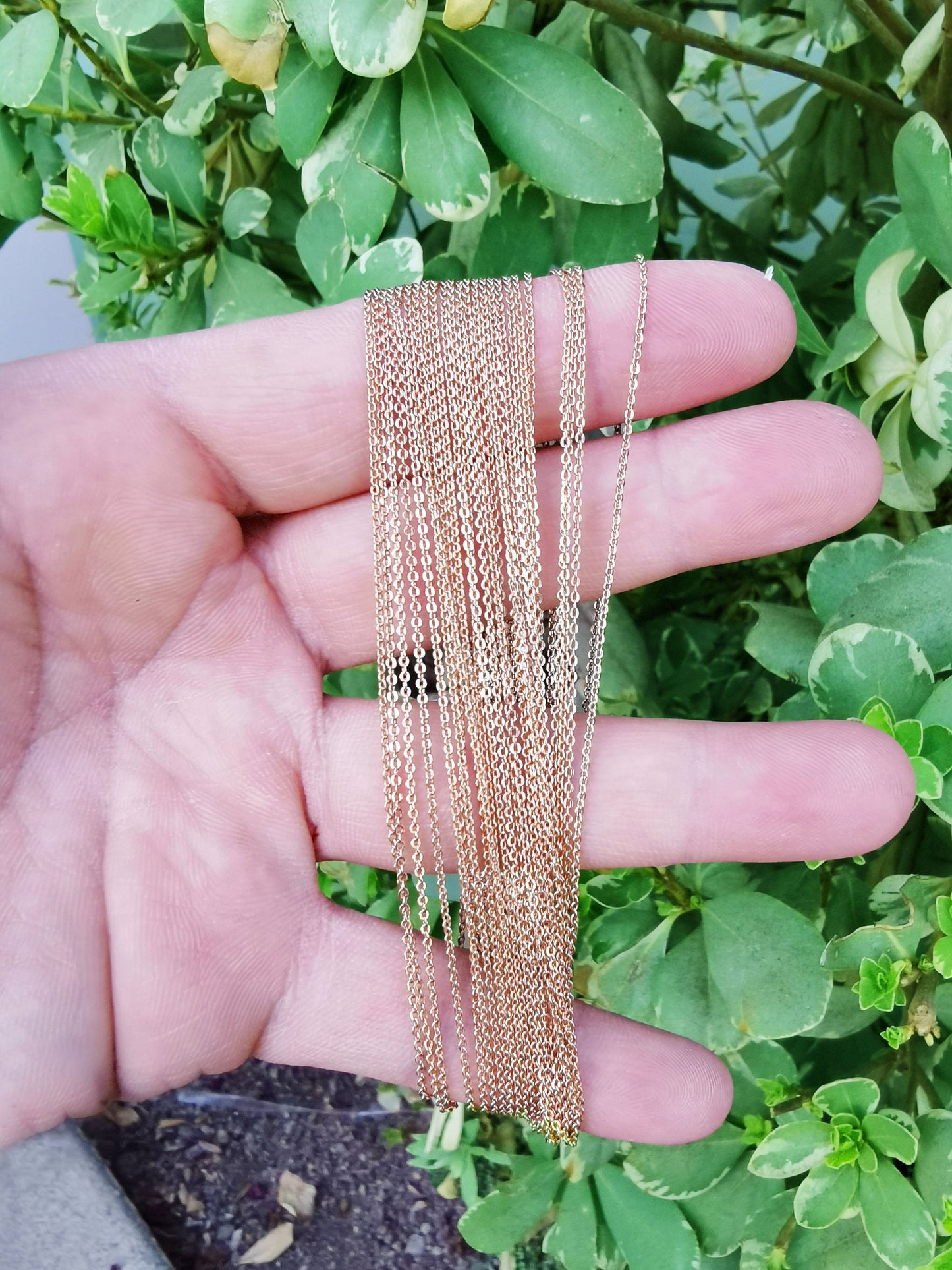 1pc Dainty 17.8''x0.3mm thickness ready to wear 18k Gold Rolo curb Necklace, Layering Round Chain For Jewelry Making Charm, 839